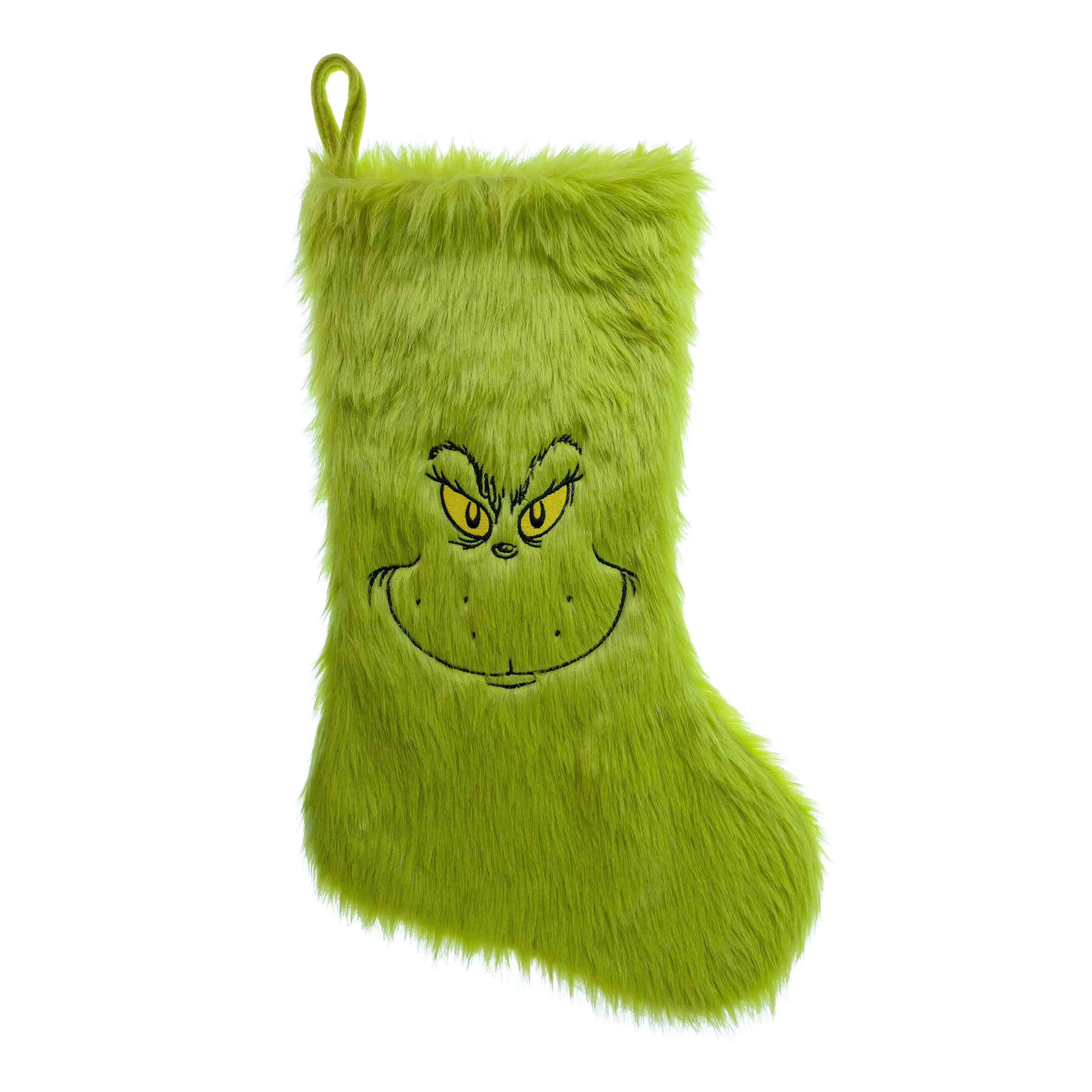 Dr Seuss' The Grinch Who Stole Christmas, Grinch Furry Stocking, 20 Inches Tall, Grinch Green