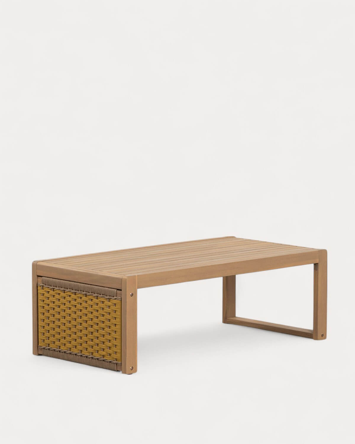 Mirle - Mesa de Centro de Exterior de Madera de Acacia y Cuerda (100x50 cm) Mirle