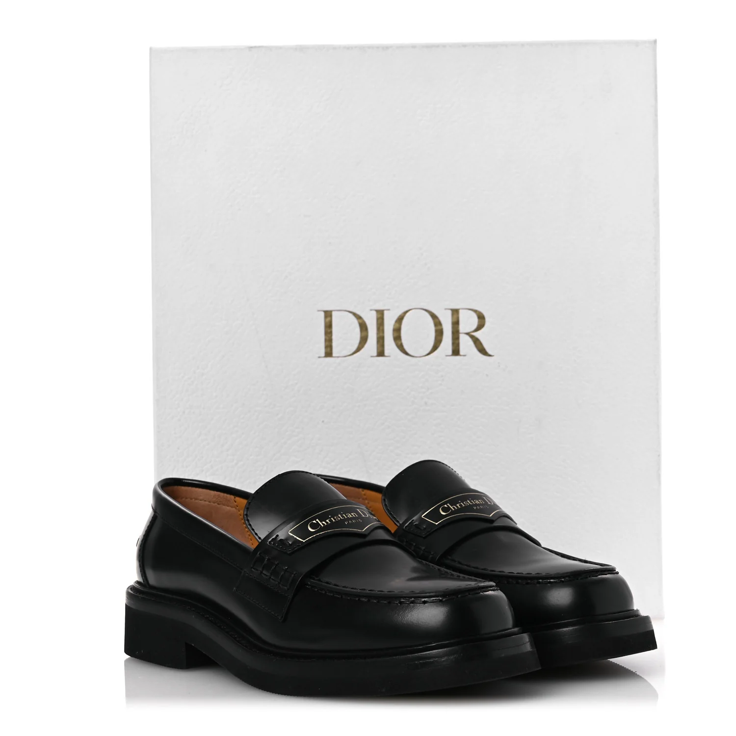 Brushed Calfskin Boy Platform Loafers 35.5 Black