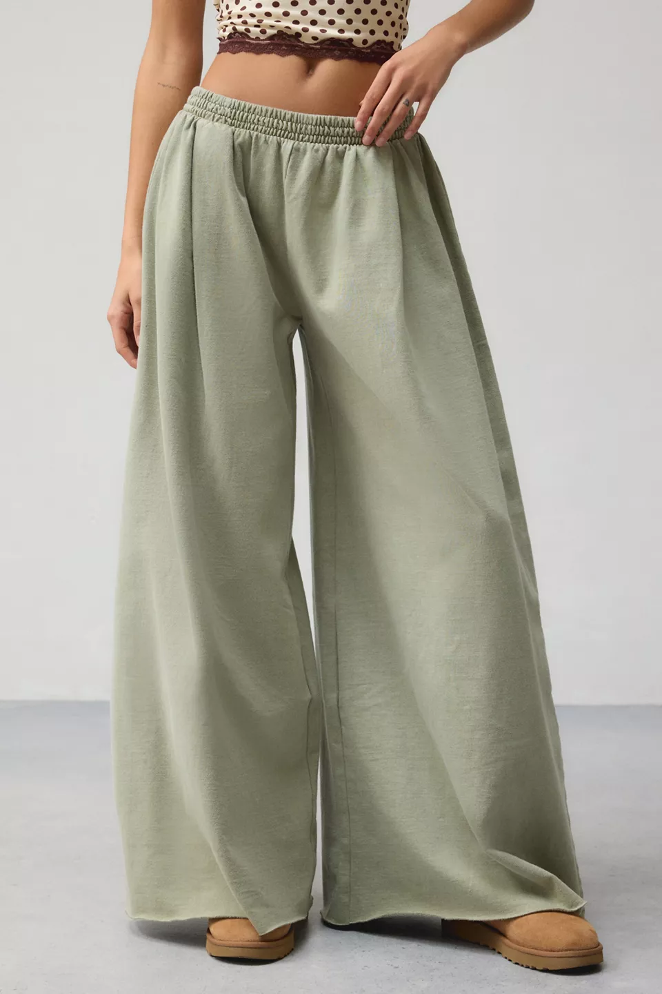 Out From Under Lived In Extreme Wide Leg Sweatpants-Green