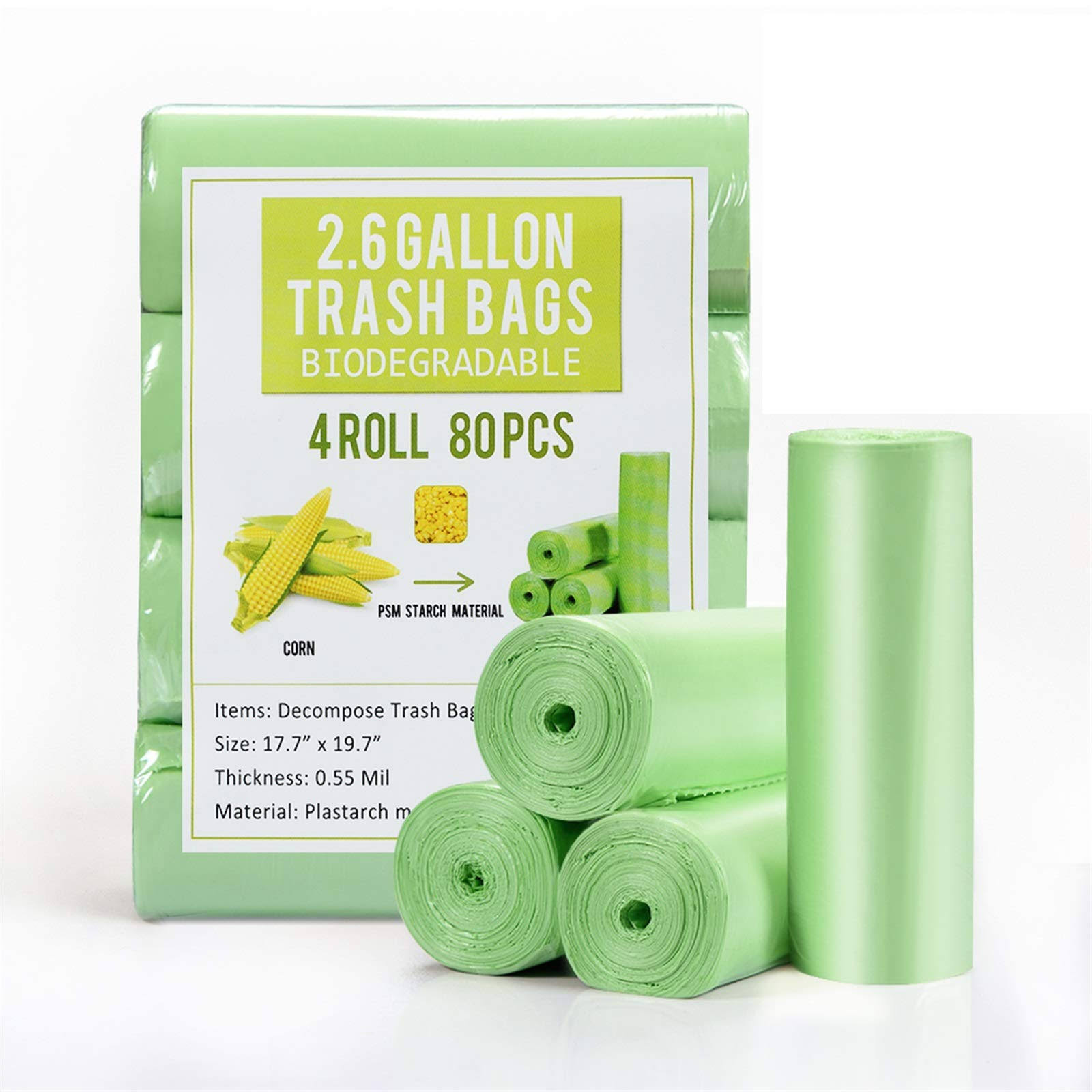 Small Garbage Bags 2.6 Gallon Biodegradable Trash Bags for Bathroom Office, Recycling Eco-Friendly Trash Can Liner with Strong Tear & Leak Resistant
