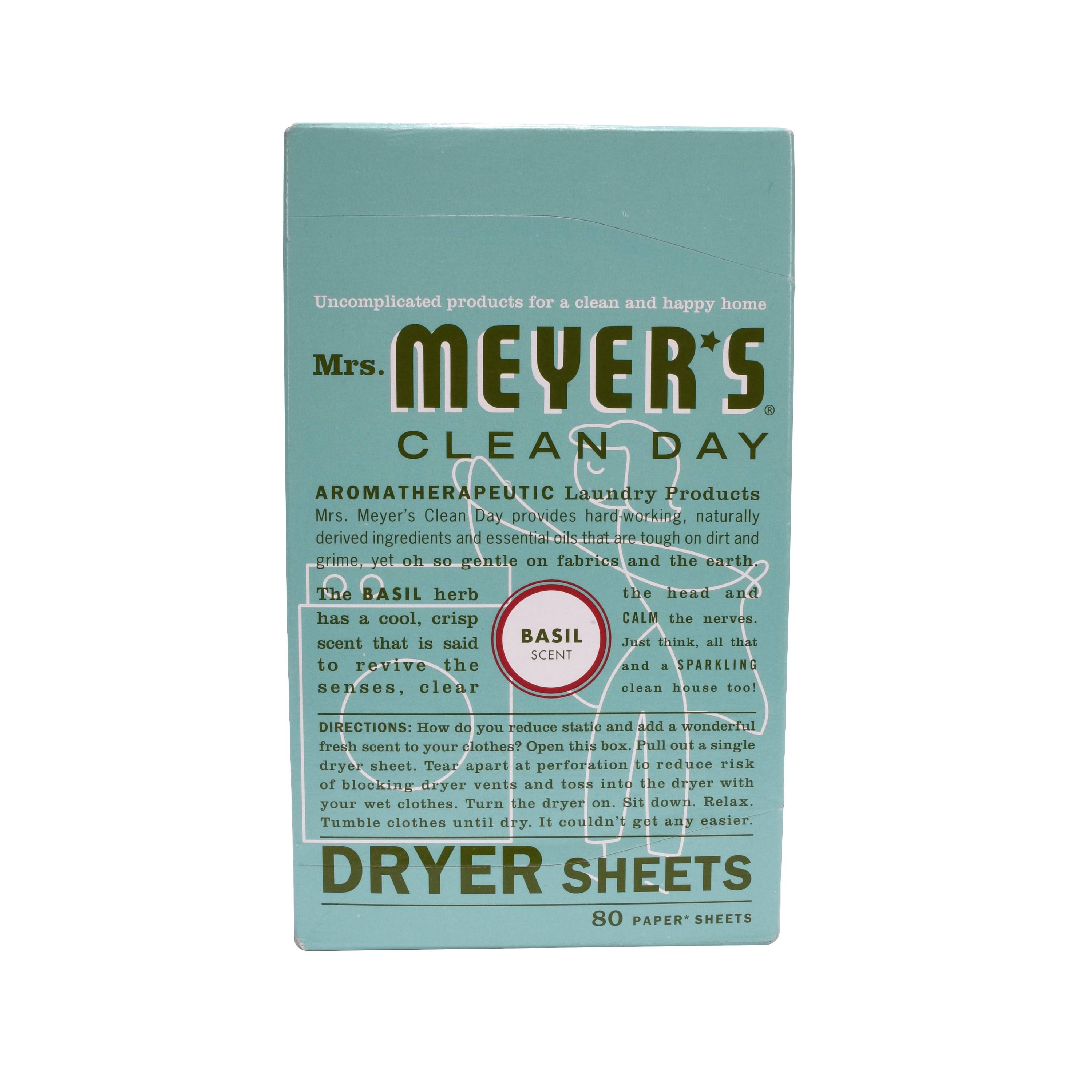 Mrs. Meyer's Clean Day Dryer Sheets, Basil, 80 ct