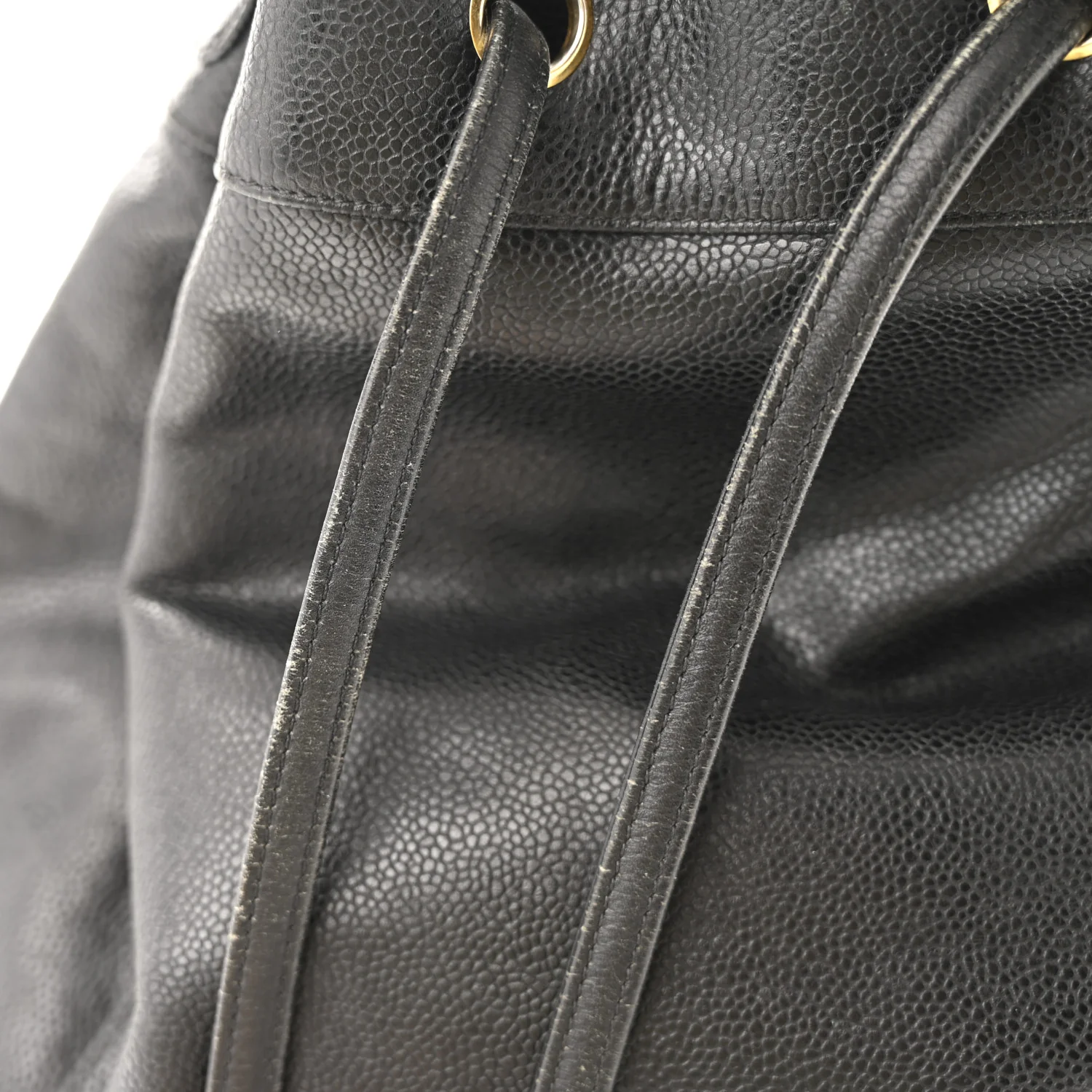 Caviar Quilted Drawstring Backpack Black