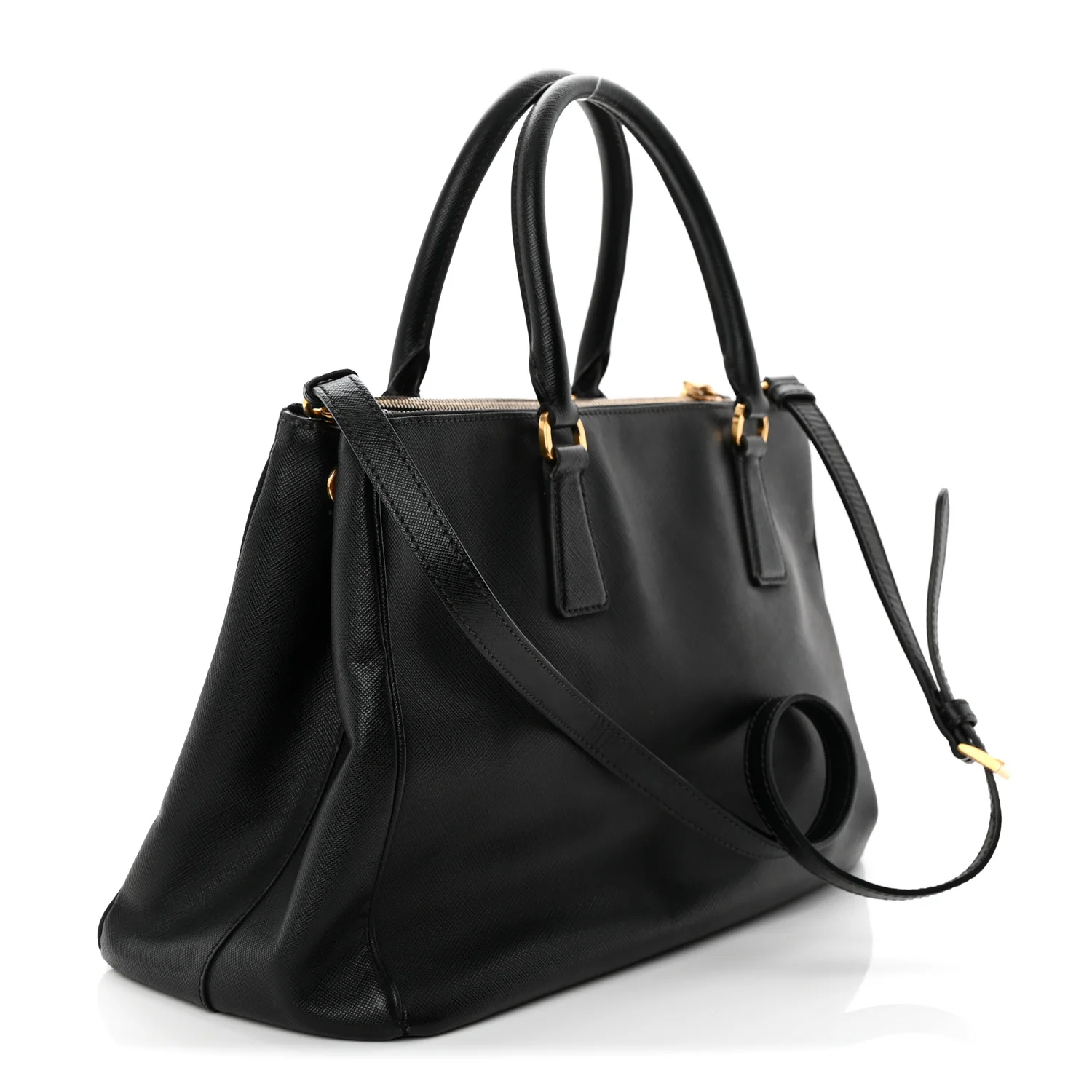 Saffiano Medium Galleria Double Zip Tote Black