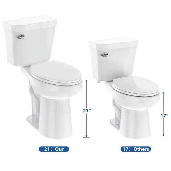 21TOILET, Elongated Toilets for Bathrooms, Two-piece Toilet with Soft Close Seat, 1.28 Siphonic Flush Toilet with Universal Height Ada…