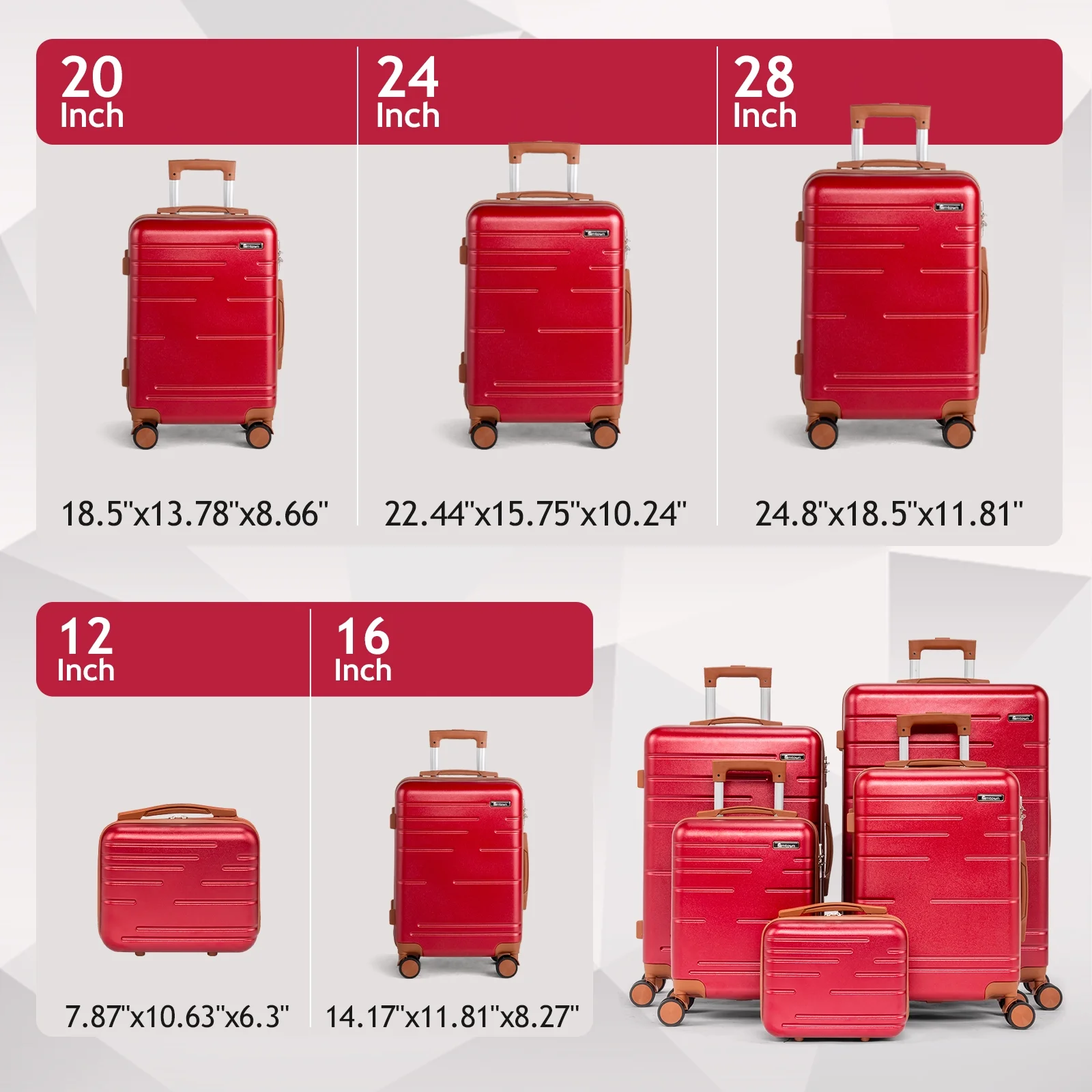 Zimtown Luggage 3 Piece Set Suitcase ABS Hardside Lightweight with TSA Lock Spinner Wheels, Beige