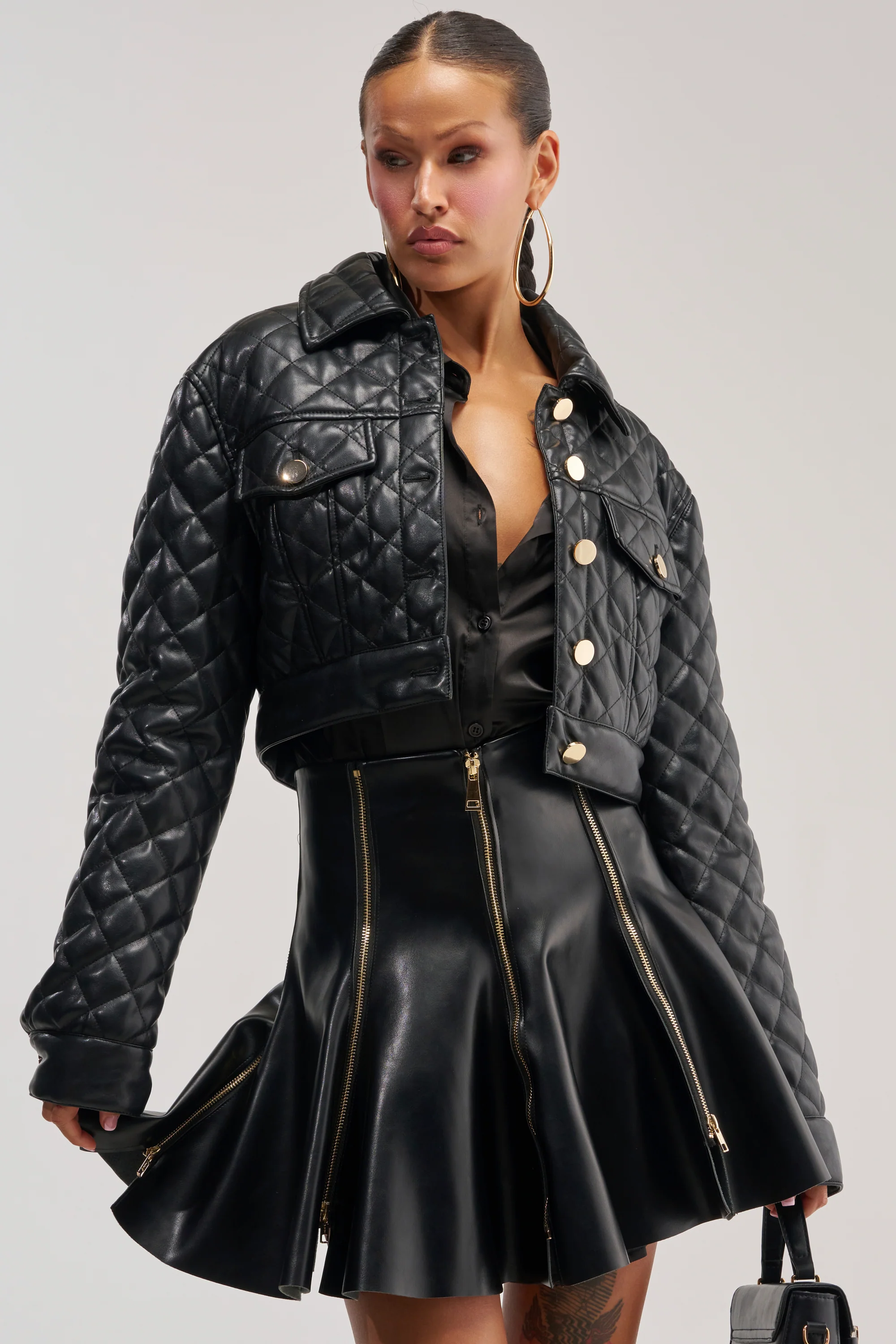 ROMY QUILTED FAUX LEATHER JACKET - Akira Store