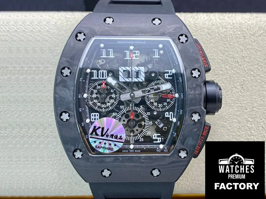 Richard Mille RM011 KV Factory Black Rubber Strap
