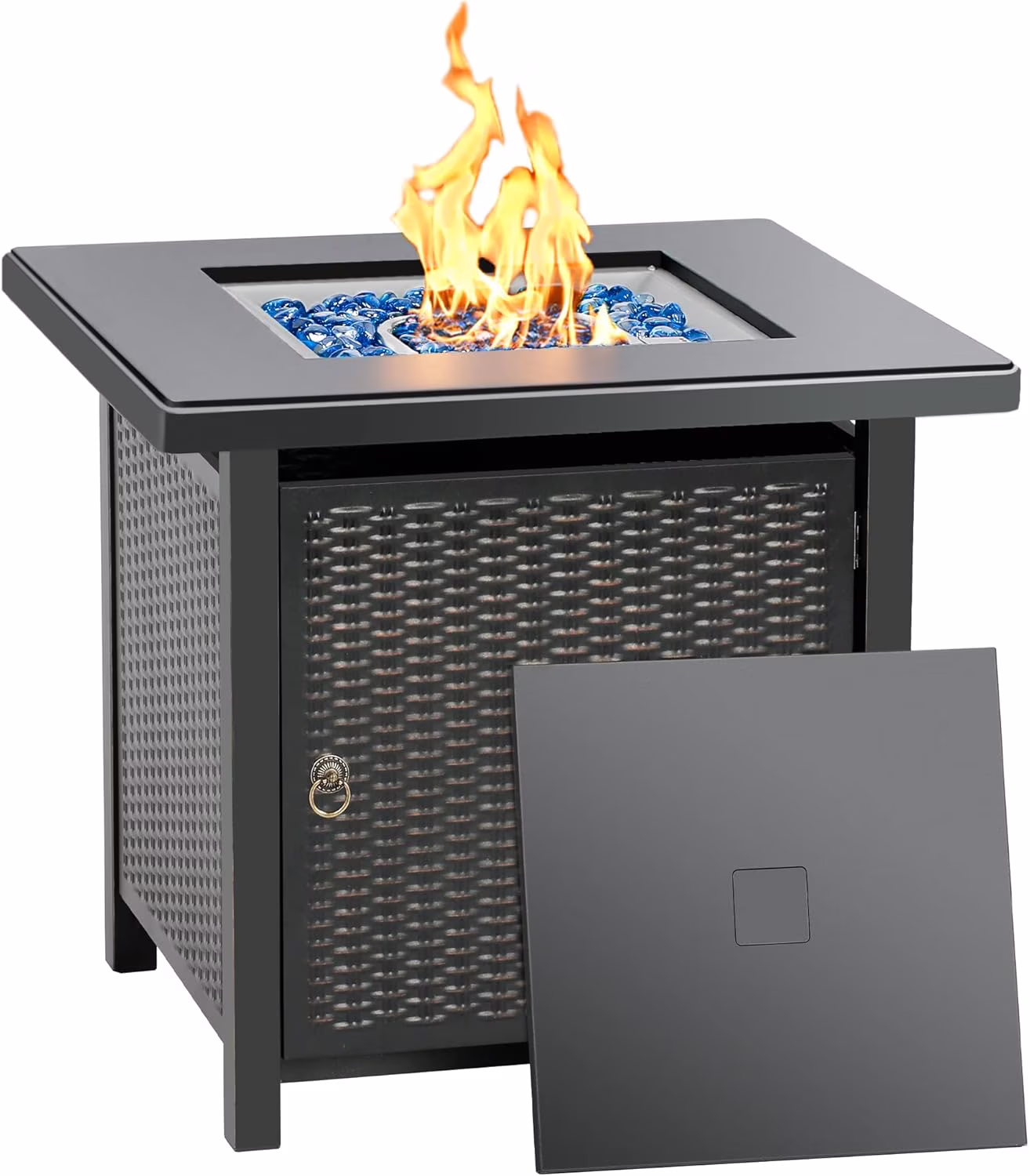 Propane Gas Fire Pit Table with Lid for Outside Backyard, Patio 50000 BTU 30 inch(Black-30'') - Image 3