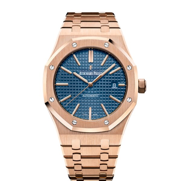 [Super Clone]Audemars Piguet Royal Oak Self Winding with Blue Dial 41mm 18k Rose Gold Watch 15400OR.OO.1220OR.03