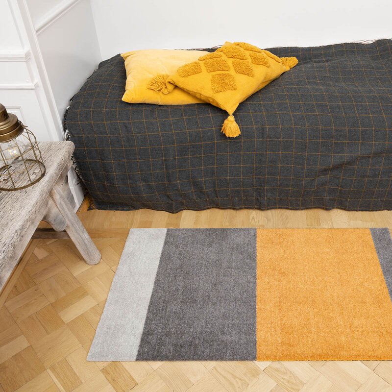 Stripes horisontal gulvmatte 90x60 cm dijon/grey