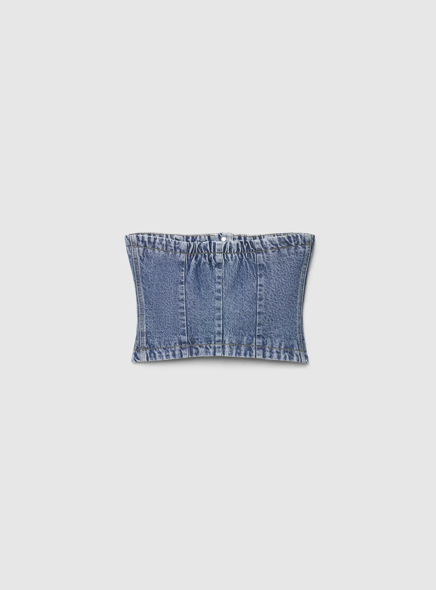 Terranova Top fascia in denim con bottoni