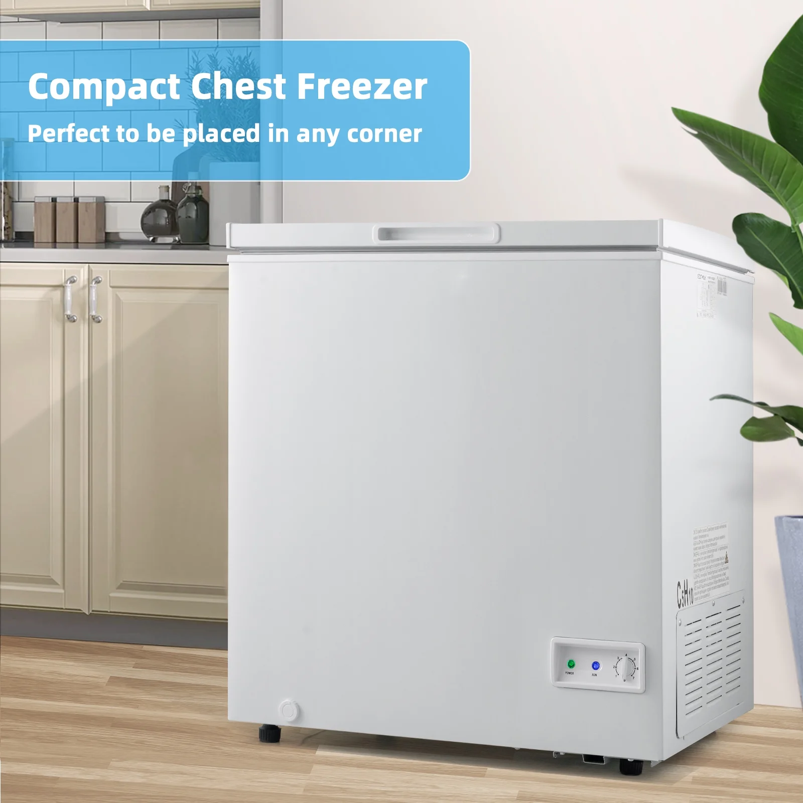 5 Cu Ft Chest Freezer, Freestanding Flip Top Chest Freezer w/ 7 Temperature Settings, Removable Sliding Basket Included, Compact Deep Chest Freezer - Image 2