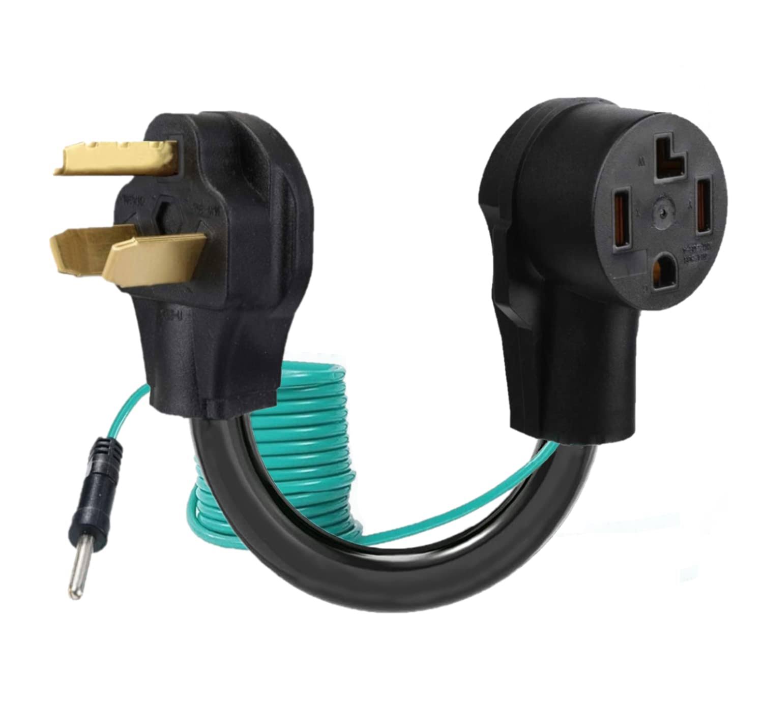 Eversimpleinc 4 Prong to 3 Prong Dryer Plug Adapter with Green Ground Wire, Connects 4-Prong New Dryer Female to 3 Prong Old Dryer male Receptacle, 10