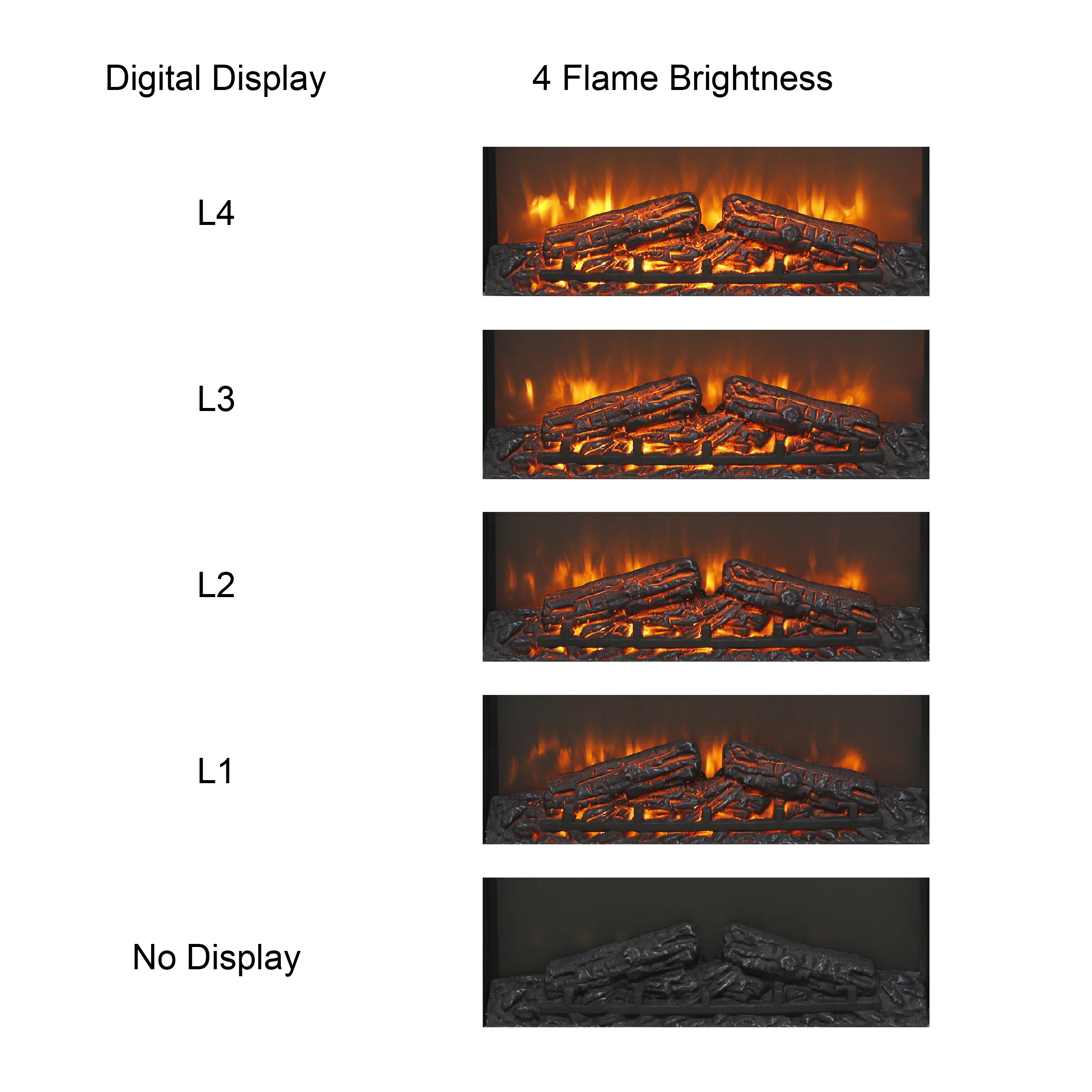 26" Electric Fireplace Insert, Wall Recessed 3D Electric Fireplace, 1400W Fake Fireplace Heater with Adjustable Flame and Timer(9.4 in) - Image 4