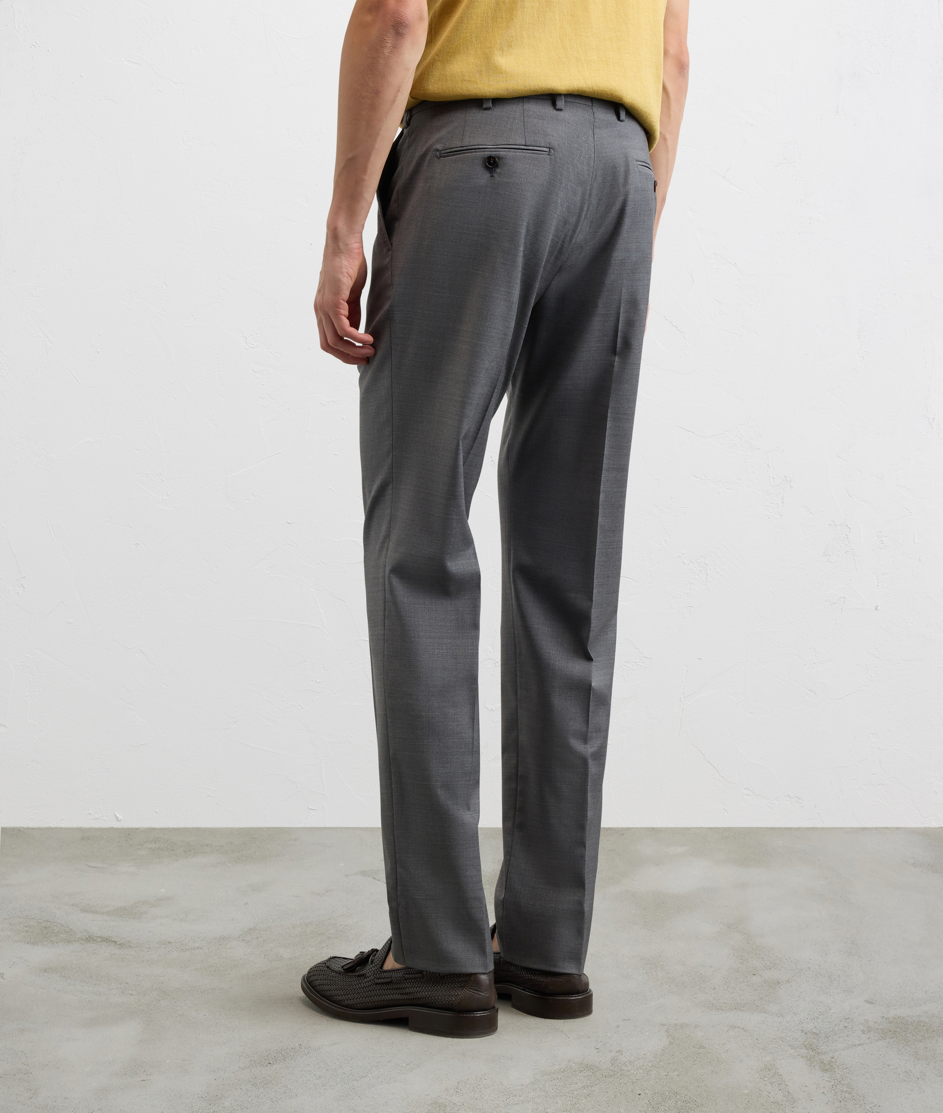LIGHT GREY MELANGE SOLID COLOR VIRGIN WOOL AND ELASTANE TROUSERS