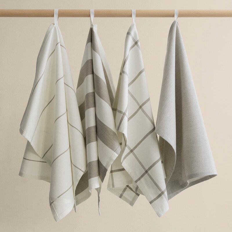 Taulo kjøkkenhåndkle 70x50 cm 2 stk hvit/beige stripet