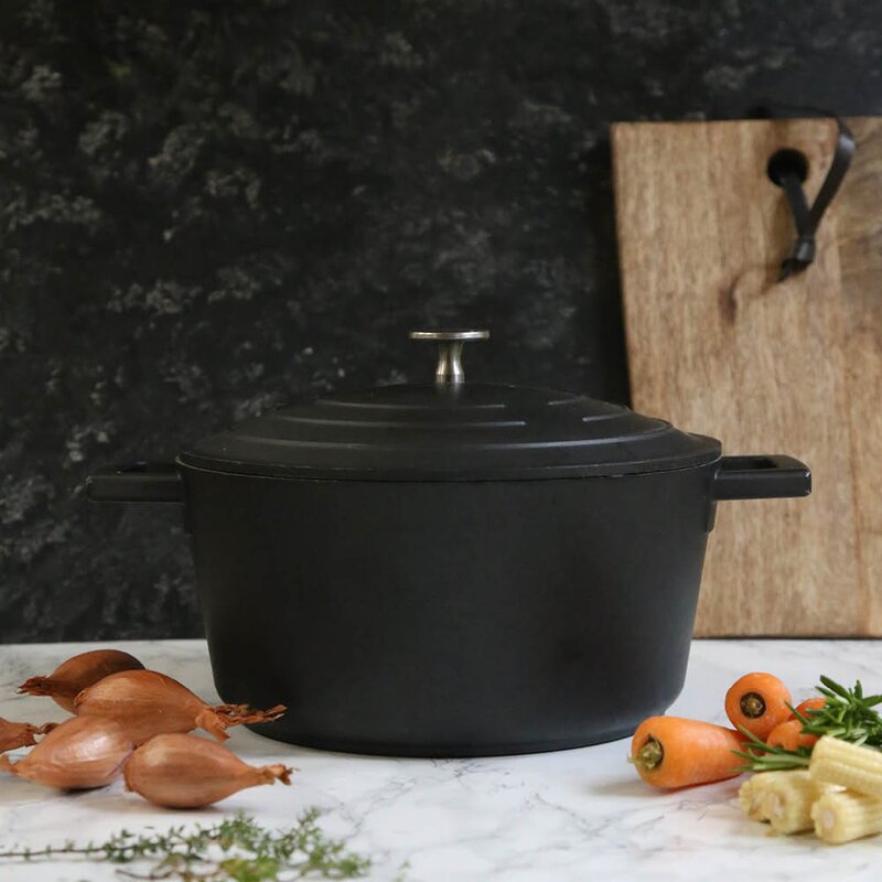 Cast Aluminium gryte 4L med selvøsende lokk svart