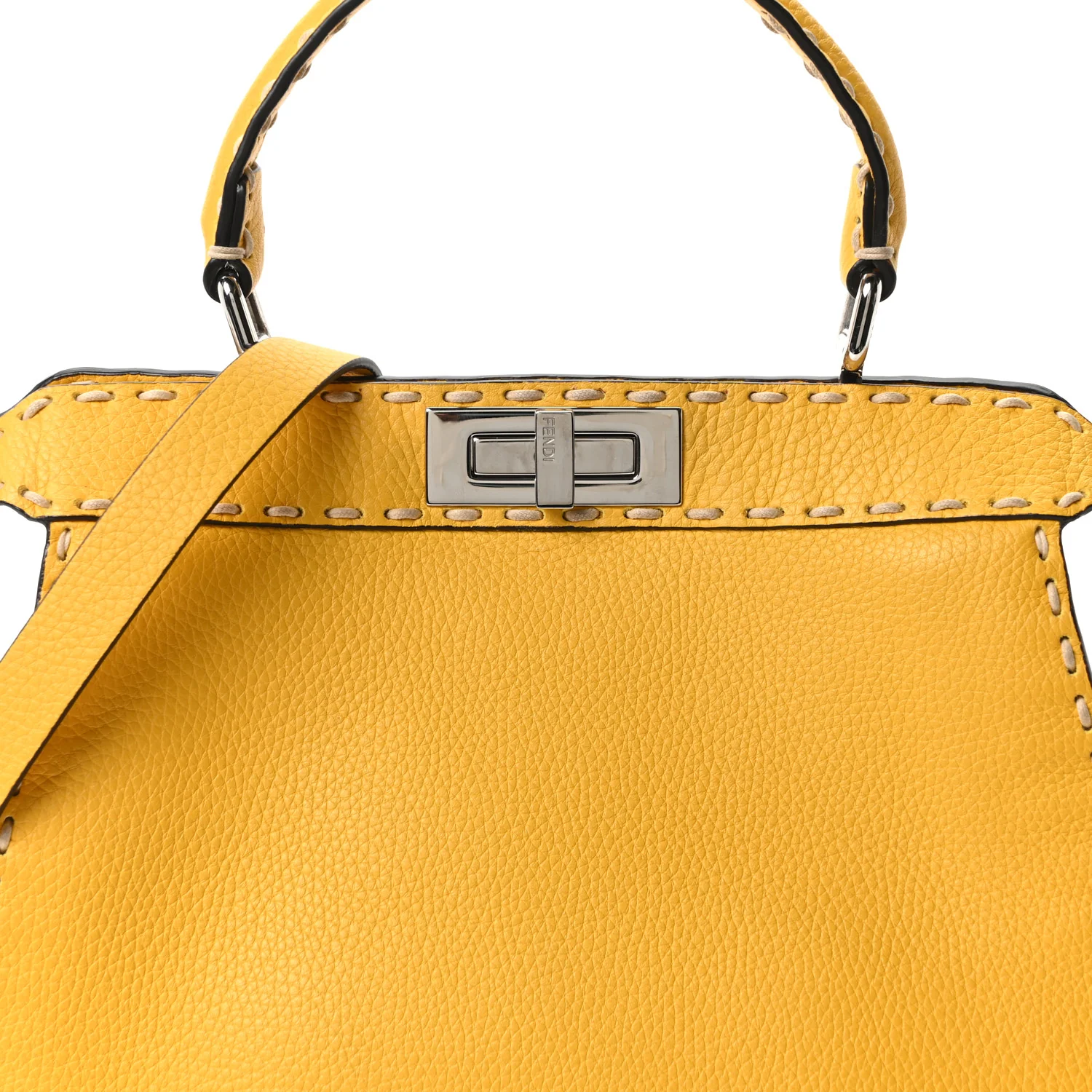 Vitello Granato Camoscio Selleria Macro Stitchings Medium Peekaboo I SEE U Satchel Mimosa