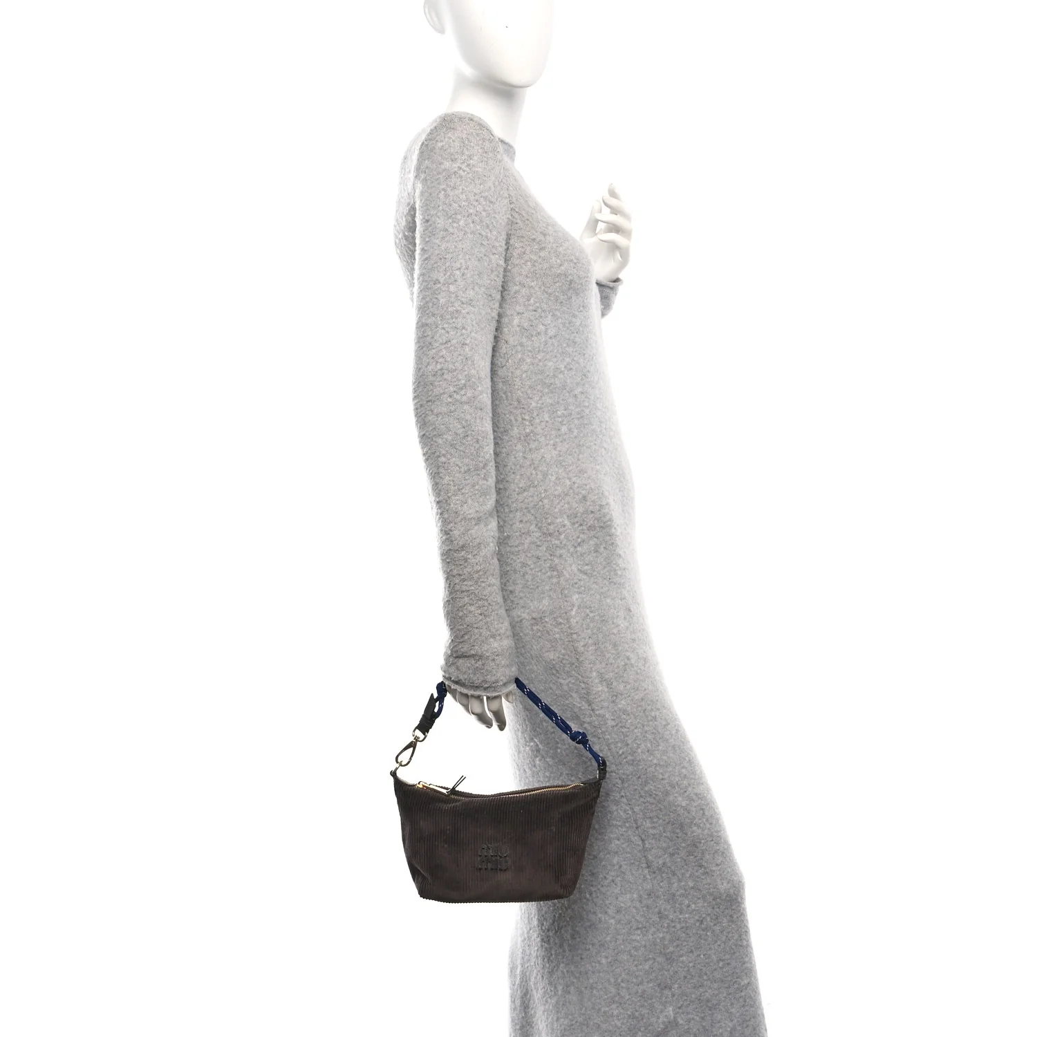 Corduroy Pouch Bag Ebony Baltic Blue