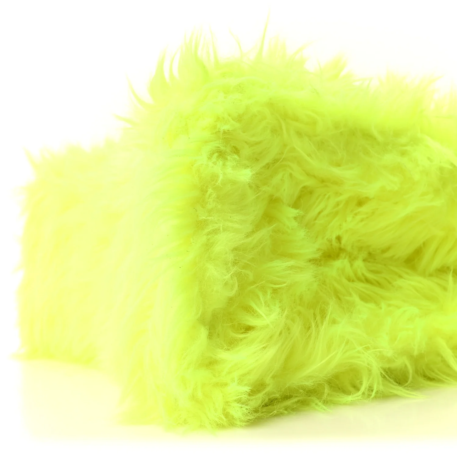 Faux Fur Medium Fluffy Hourglass Top Handle Bag Fluo Yellow