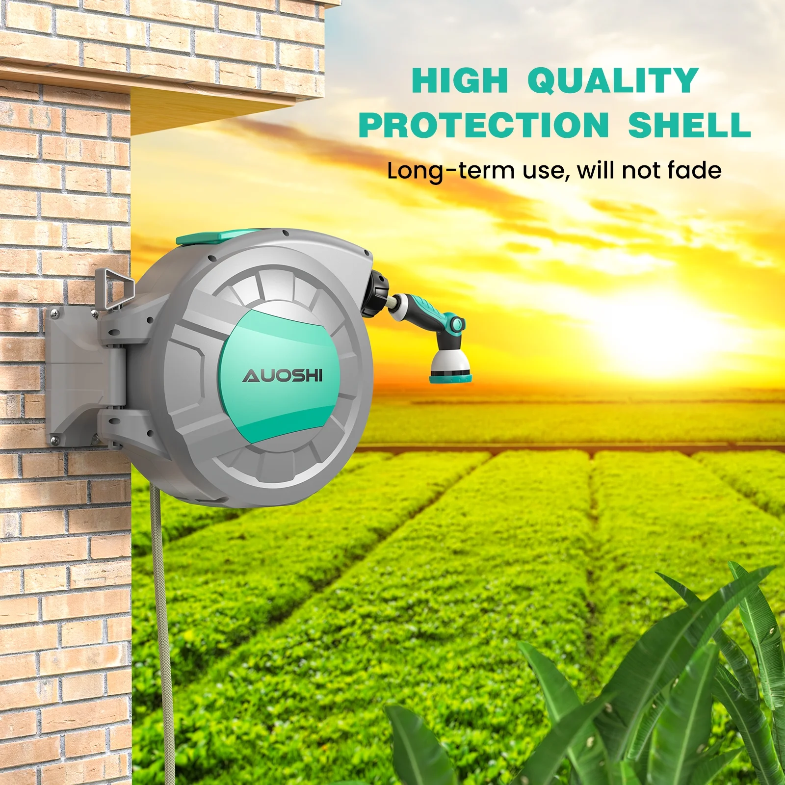 Retractable Garden Hose Reel 1/2" 100ft Automatic Hose Reel with 10 Function Sprayer Nozzle Wall Mount 180 Deg Swivel Bracket Hose Reel with Any Length Lock Slow Return System(100') - Image 7