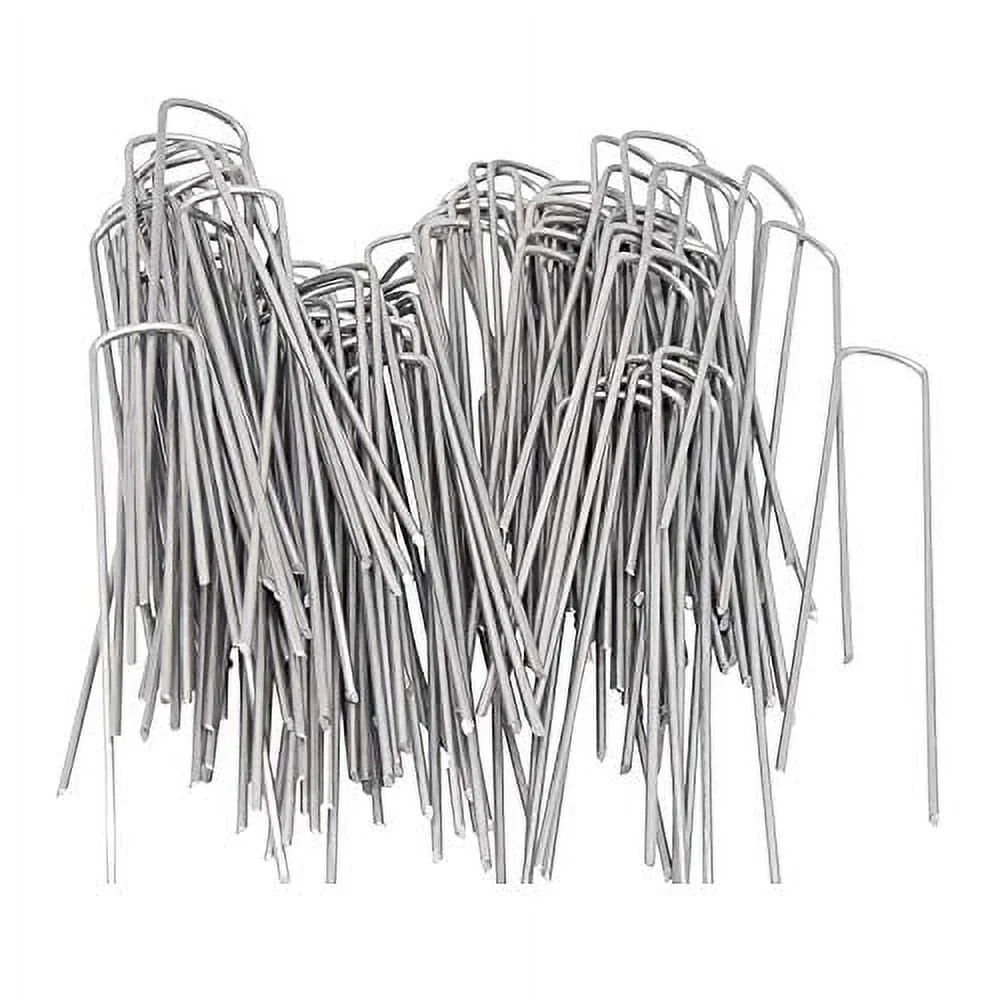AAGUT 200 Pack 6 Inch Garden Stakes Galvanized Landscape Staples 11 Gauge Sod Pin GroundPegs_W200US