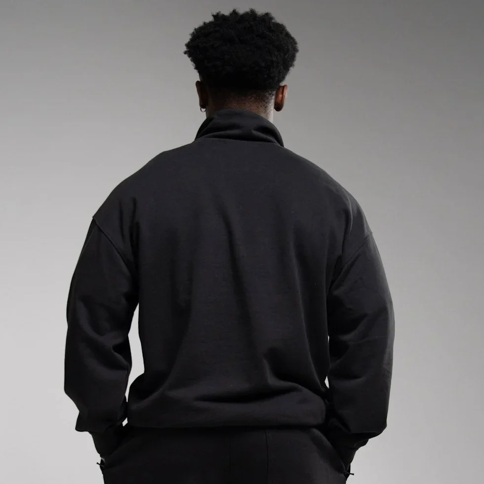 EVOLVE BLACK OVERSIZED 1/4 ZIP SWEATER