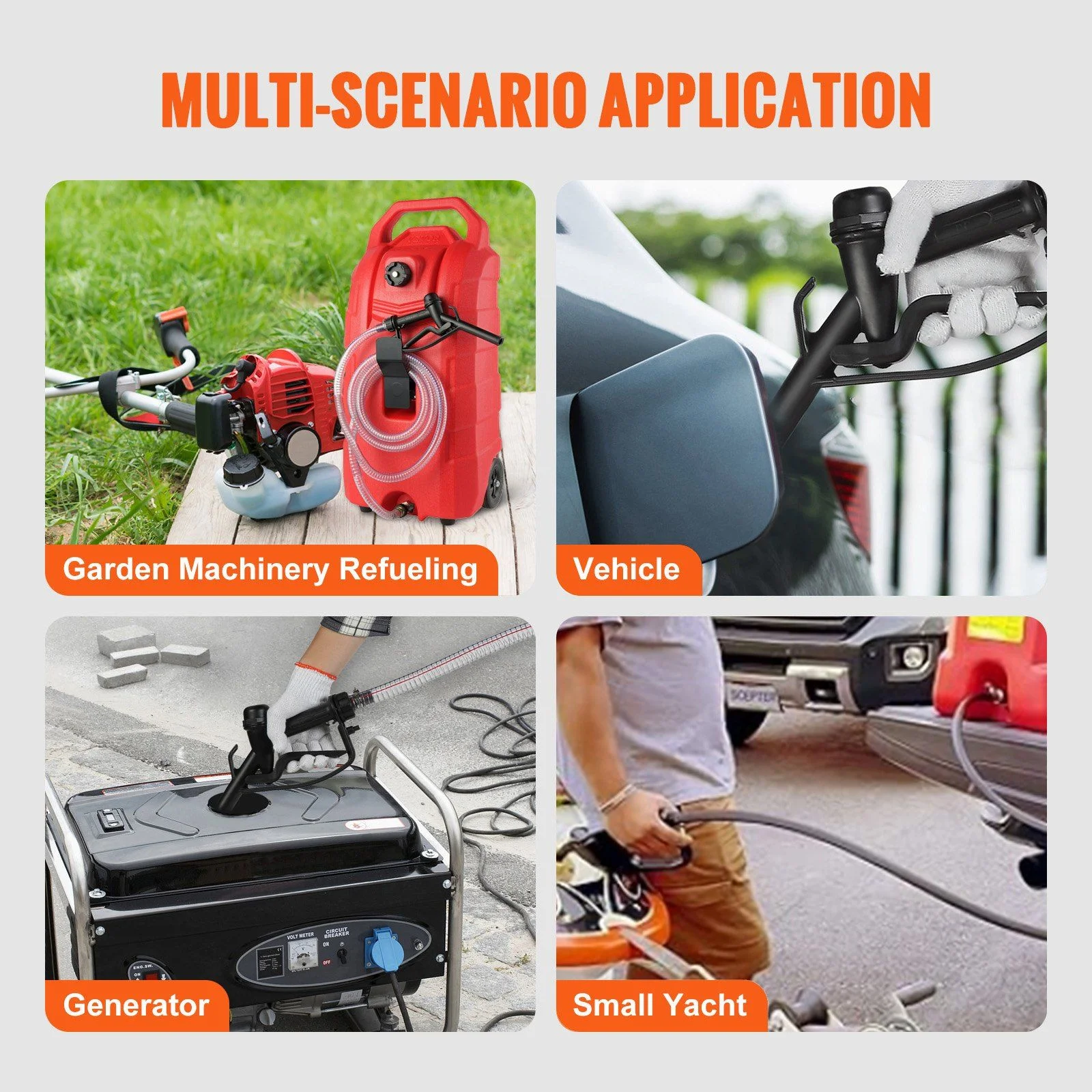 16-Gallon Fuel Caddy with Hand Pump 7.8 L/Min Flow Rate, Rubber Wheels Metal Hose Portable Gas/Diesel Storage Tank for Cars, Mowers, Boats, Tractors - Image 6