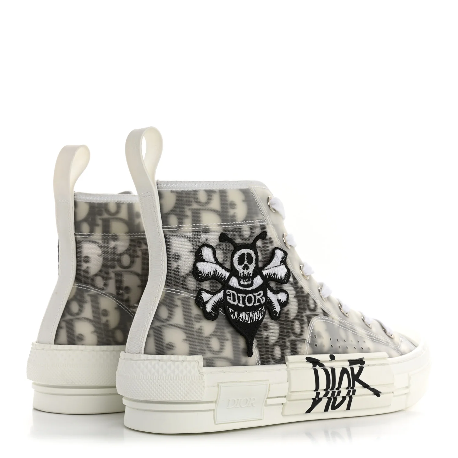 X SHAWN STUSSY Canvas Oblique Bee B23 High Top Sneakers 39 White Black
