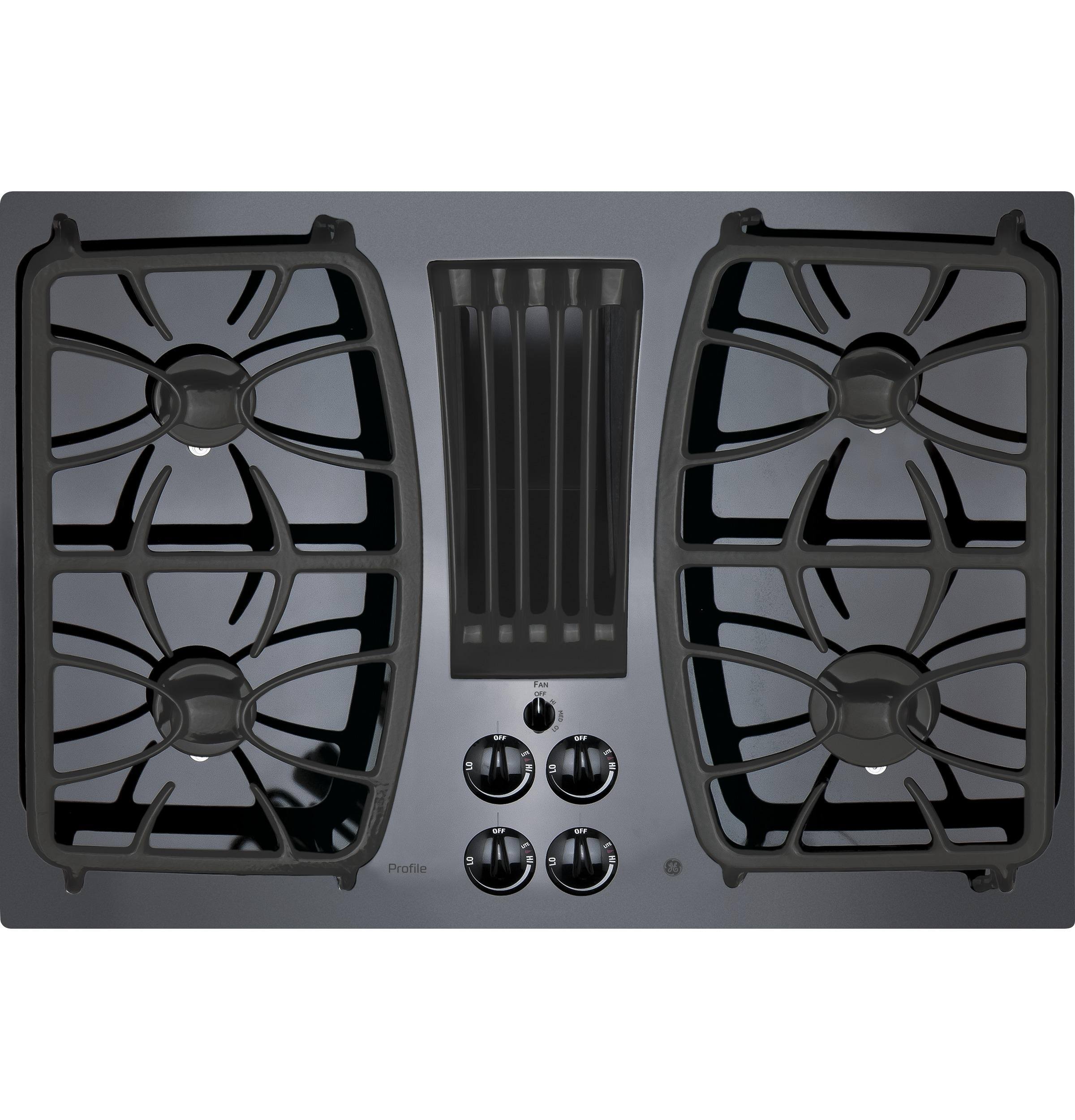 GE Appliances PGP9830DRBB Profile Built-In Gas Downdraft Cooktop - Black 30