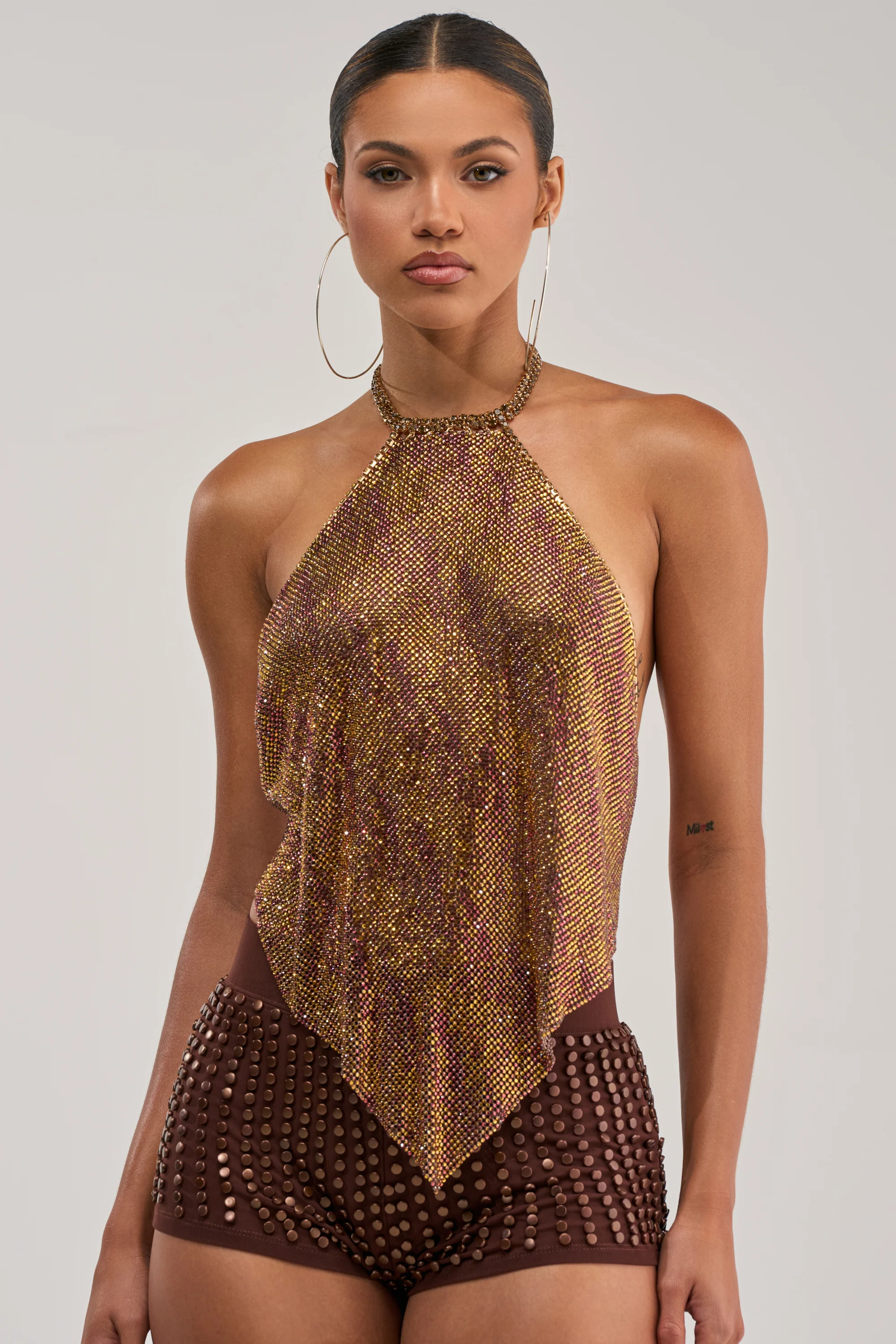 GOLDEN GLAM RHINESTONE TOP - Akira Store