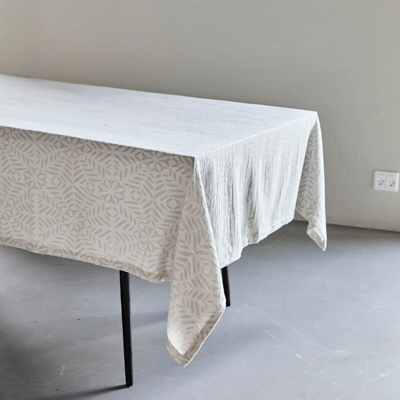 Clip duk i bomull 260x150 cm hvit/grå