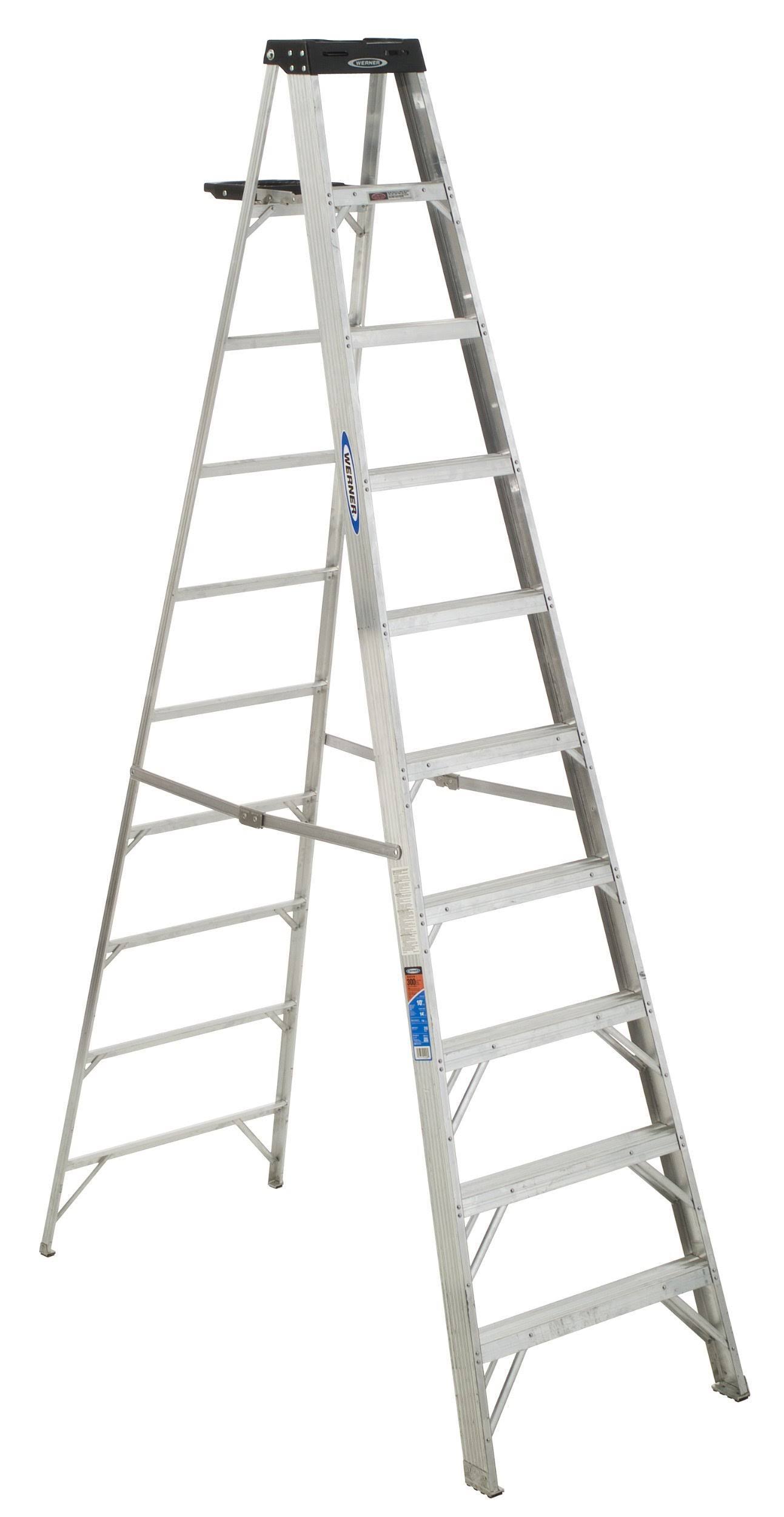 Werner 10 ft. Aluminum Step Ladder 300 lb. Type IA(310)-Instock