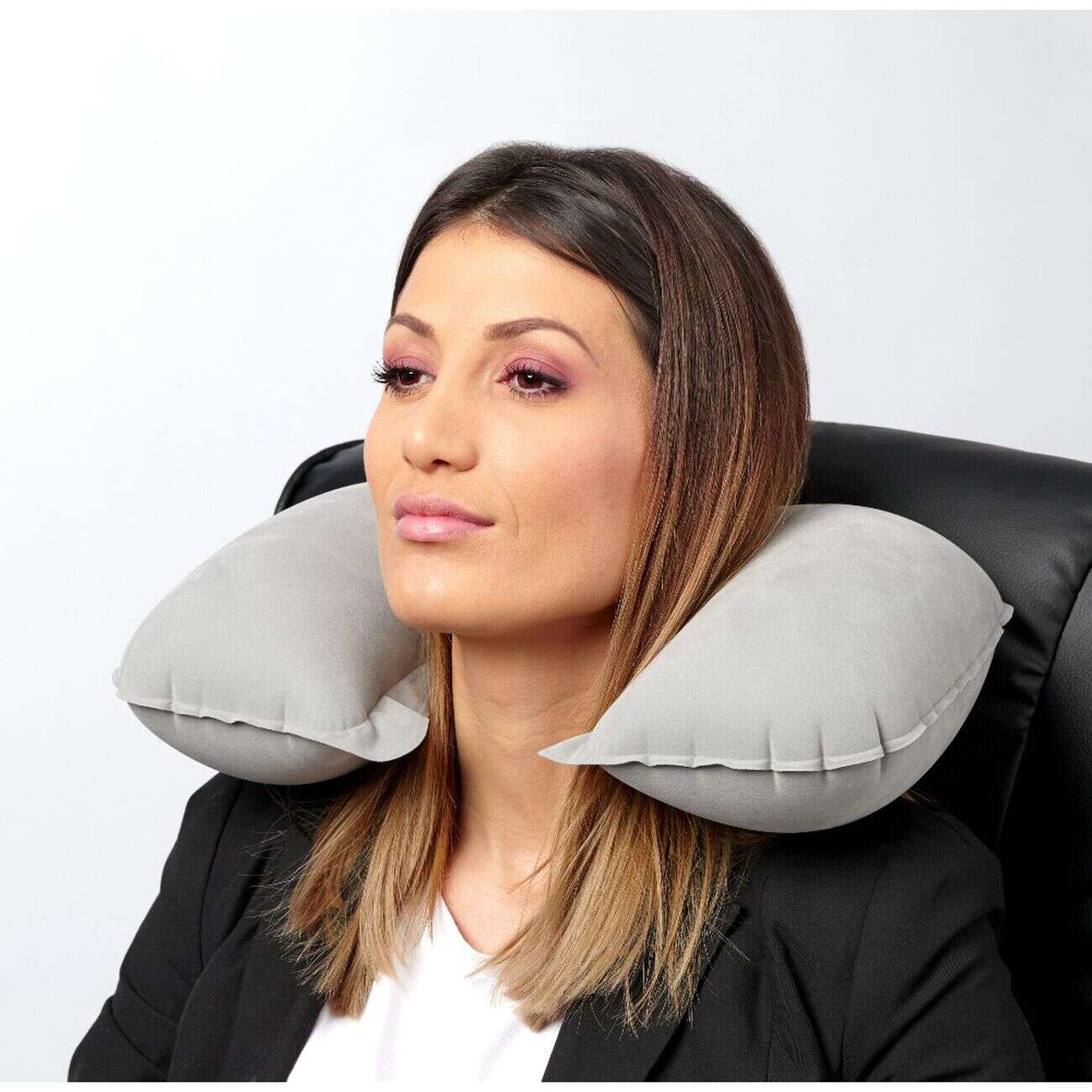 Coussin de voyage gonflable uni gris