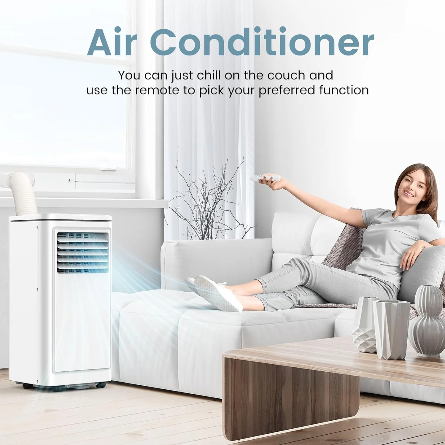Portable Air Conditioner, 8,000 BTU Ashrae, 4-in-1 Quiet AC with Dehumidifier, Fan, Sleep Mode Washable Filter for Rooms up to 350 Sq. Ft(8000) - Image 4