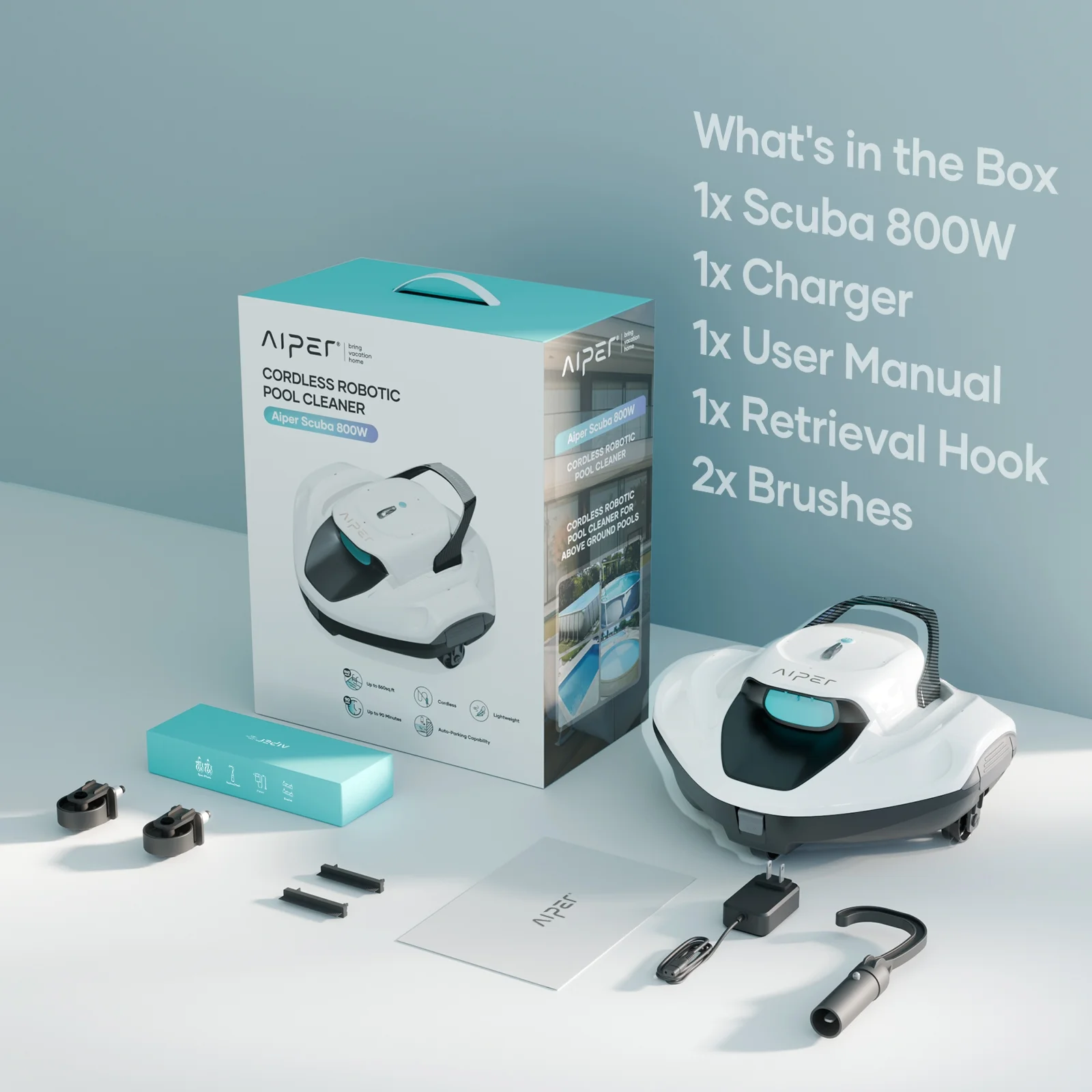 Scuba 800W Cordless Robotic Automatic Pool Cleaner for Above Ground Pools - Image 2