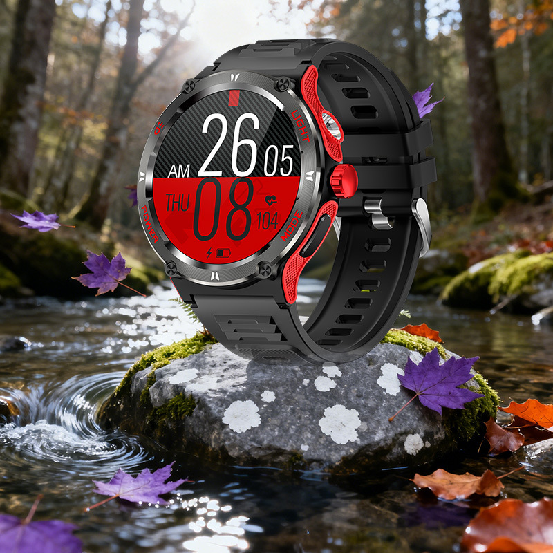 Cross-border KT76 Smartwatch with Heart Rate Monitoring, Bluetooth Calling, Compass, Flashlight, Information Push, Outdoor Sports Watch