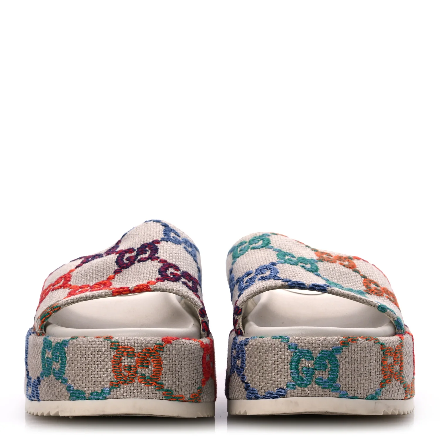 Linen Psychedelic Mini GG Monogram Angelina Platform 55mm Slide Sandals 36 Multicolor