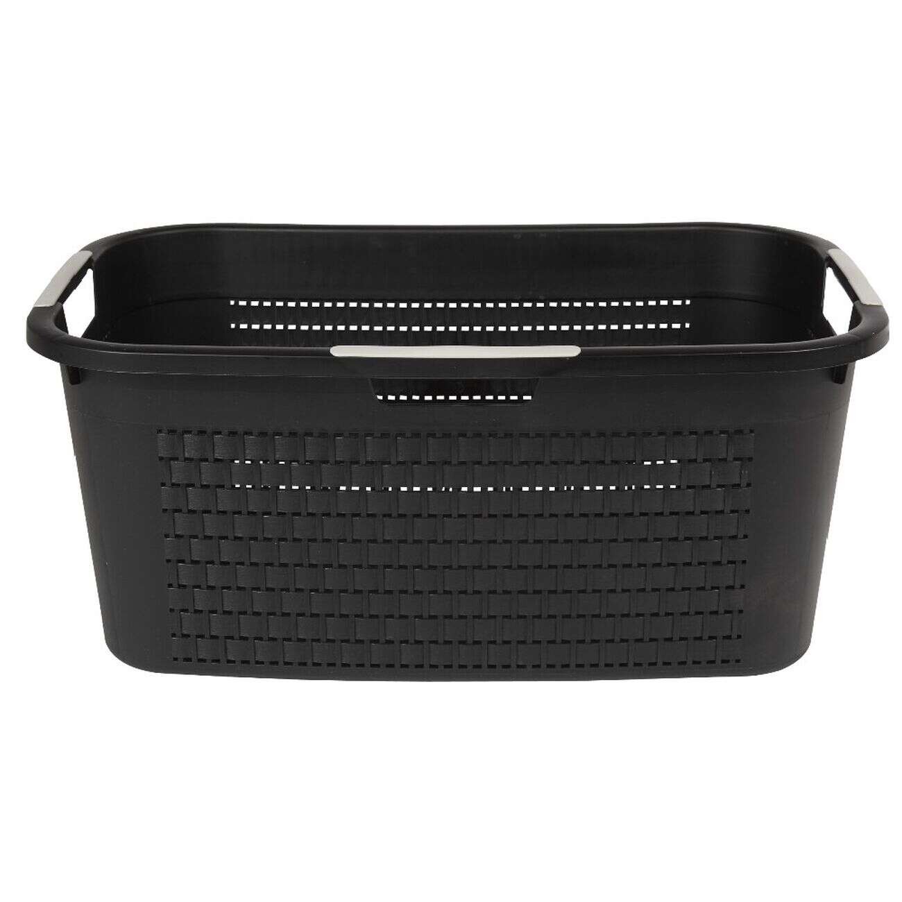 Corbeille à linge avec poignées design rotin noire 40 L