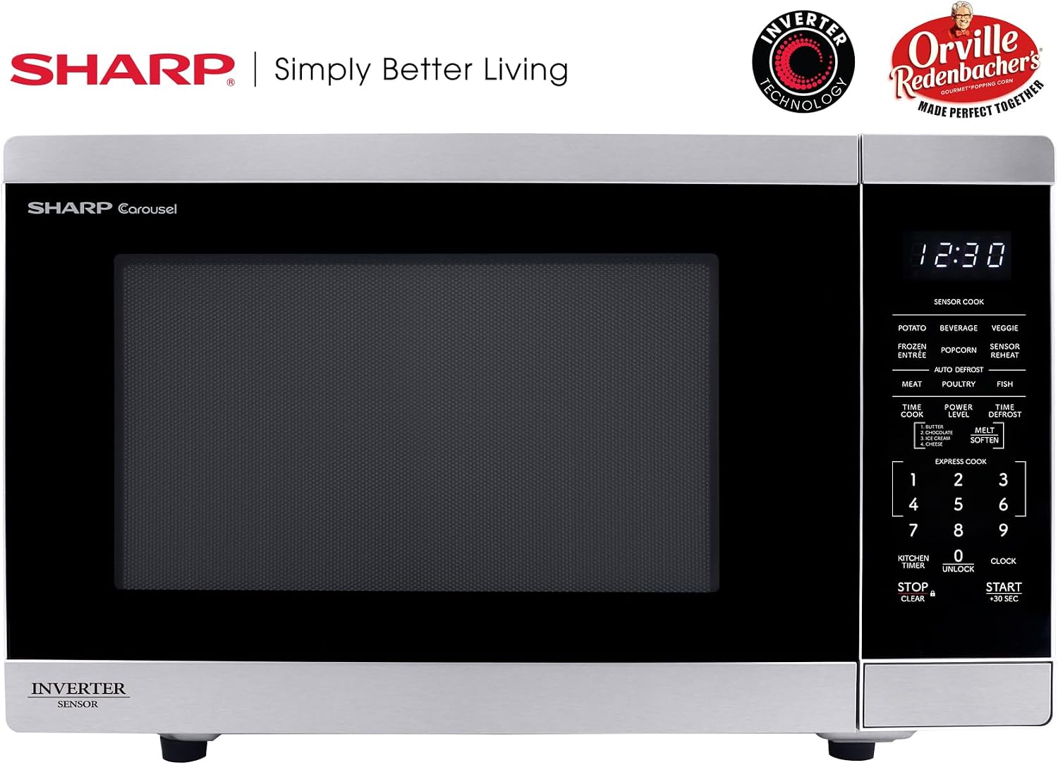Sharp SMC1464KS 1.4 cu1100W Stainless Steel Countertop Microwave Oven
