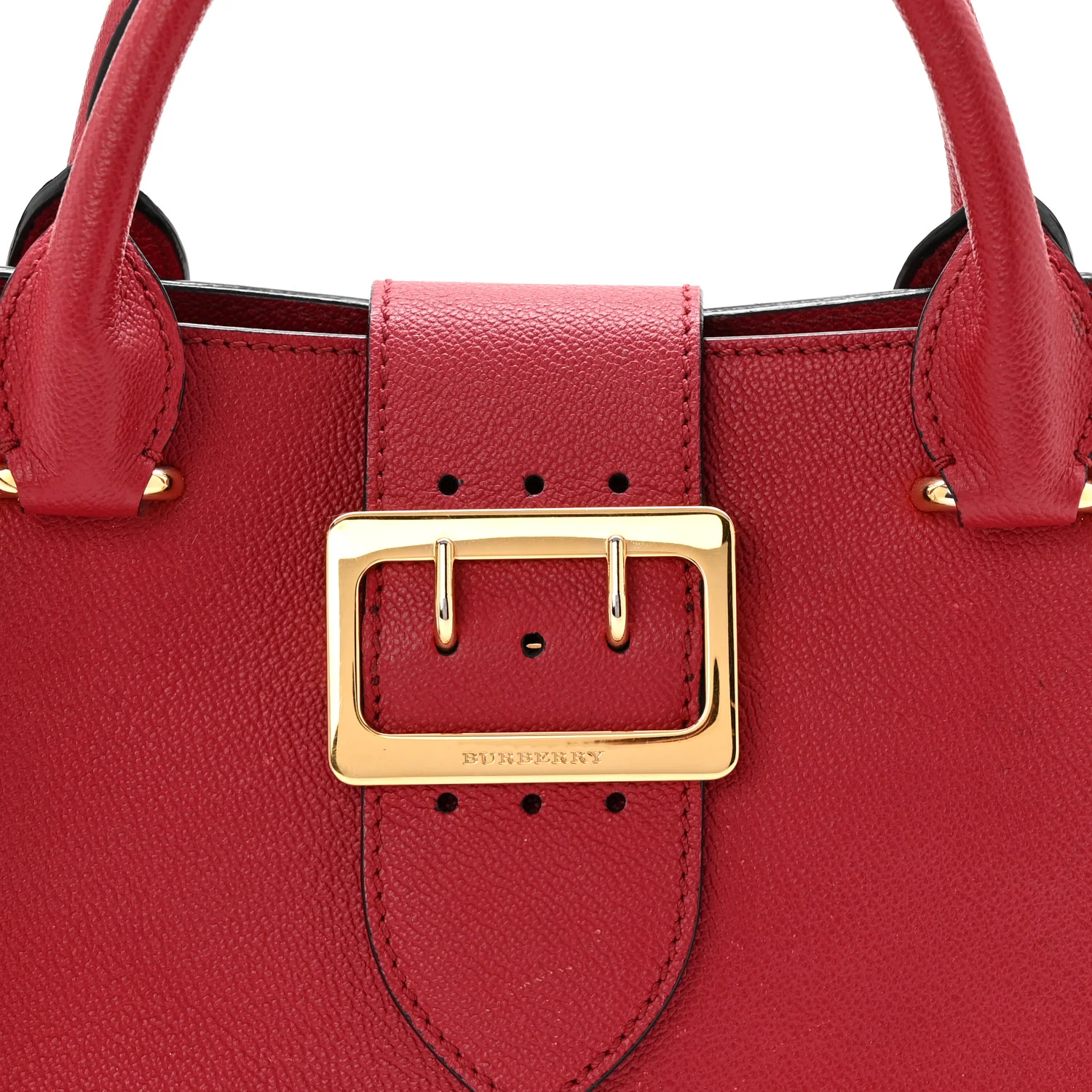 Soft Grain Calfskin Small Buckle Tote Parade Red