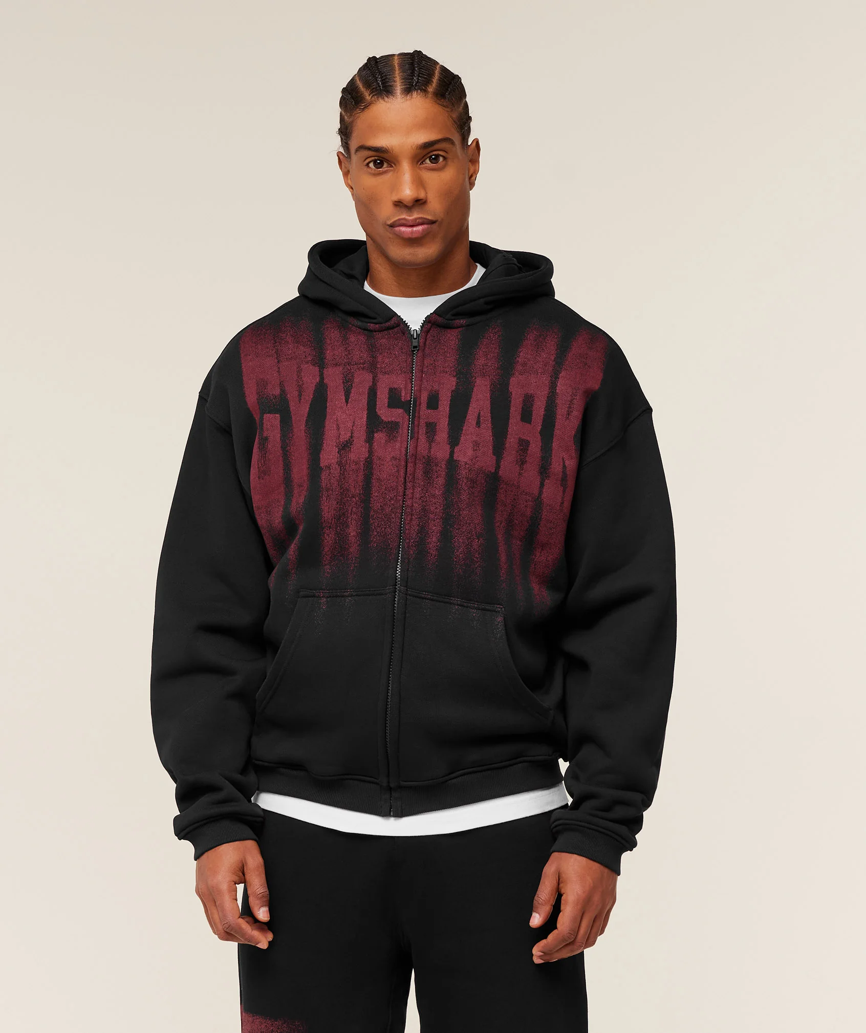 FADE GRAPHIC ZIP THROUGH HOODIE - Black/Sets Red