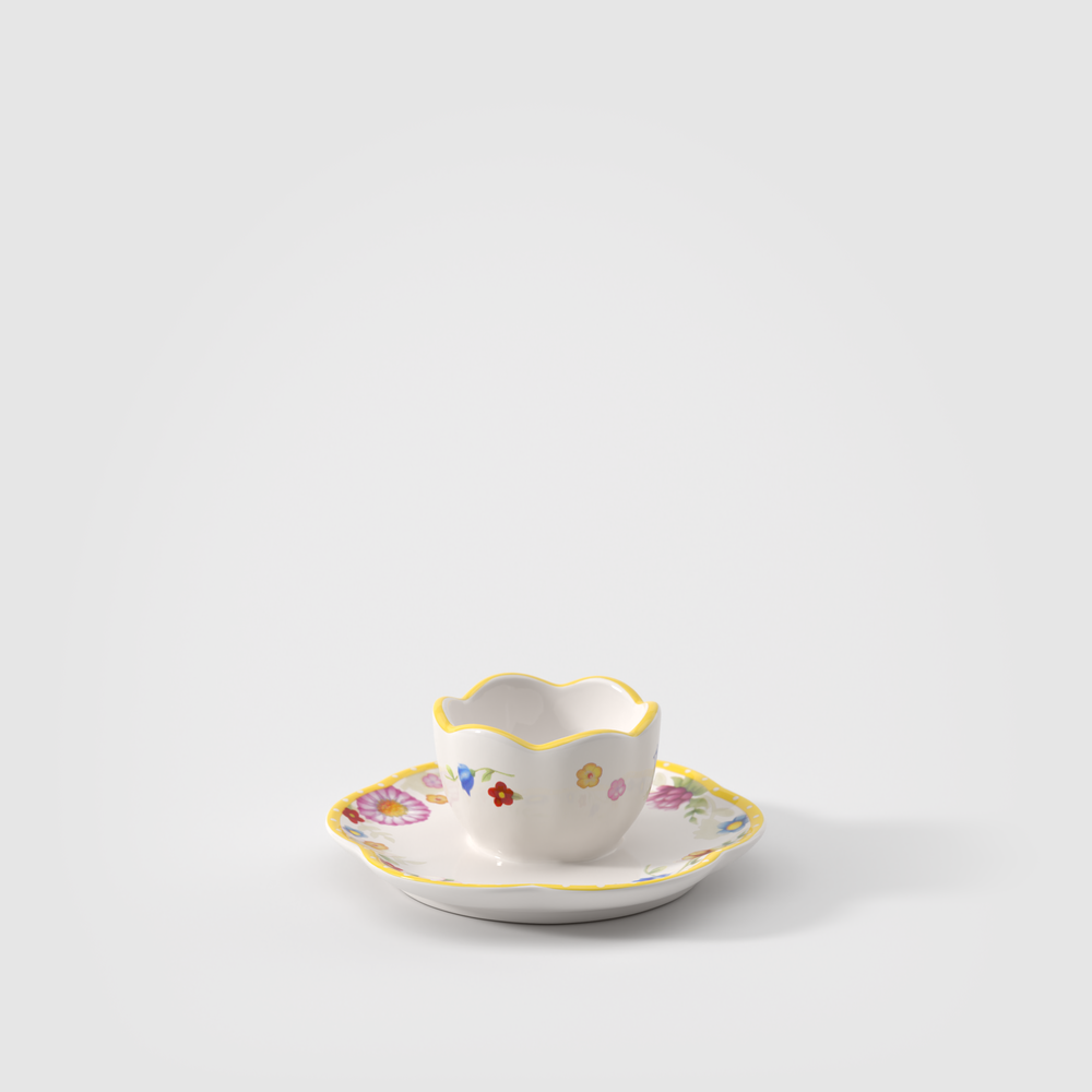Spring Awakening Egg cup - Yellow, Premium Porcelain