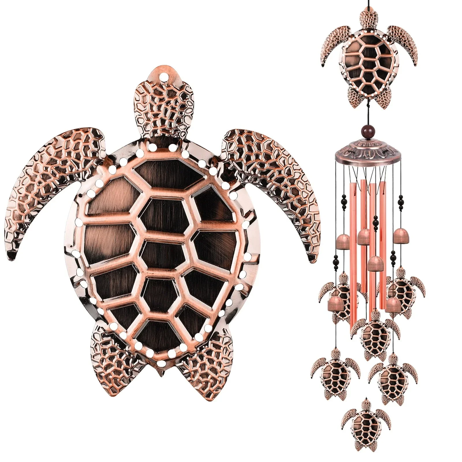 Turtle Wind Chimes Outdoor, EEEkit 33 Large Retro Wind Chimes Bell, Garden Wind Chimes with 4 Aluminum Tuned and 7 Turtles for Indoor Outdoor Garden Patio Decor