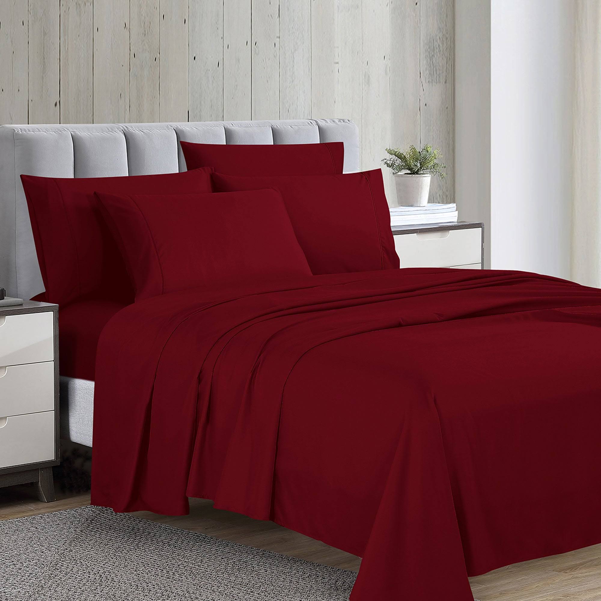Swift Home Ultra Soft 1800 Collection Brushed Microfiber 4pc Sheet Set, Twin, Burgundy