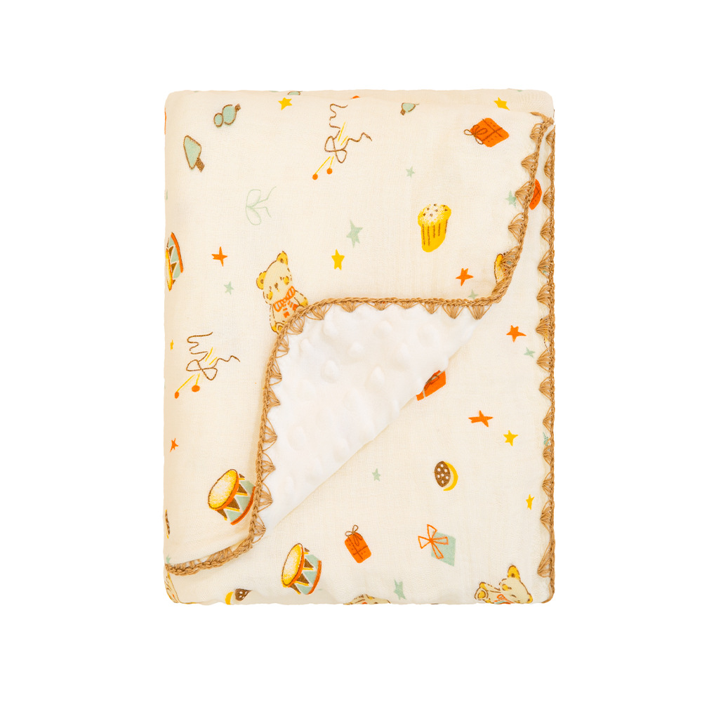 All Season 3D Doudou Fleece Newborn Blanket Double Layer Crinkle Gauze Multi-Use Swaddle Receiving Europe Style 300tc