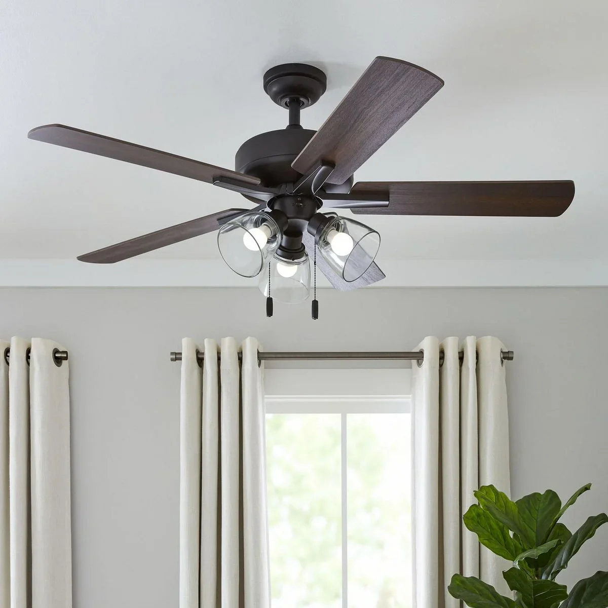 Better Homes & Gardens 52 Bronze Transitional Ceiling Fan, 5 Reversible Blades, 3 LED Bulbs Included