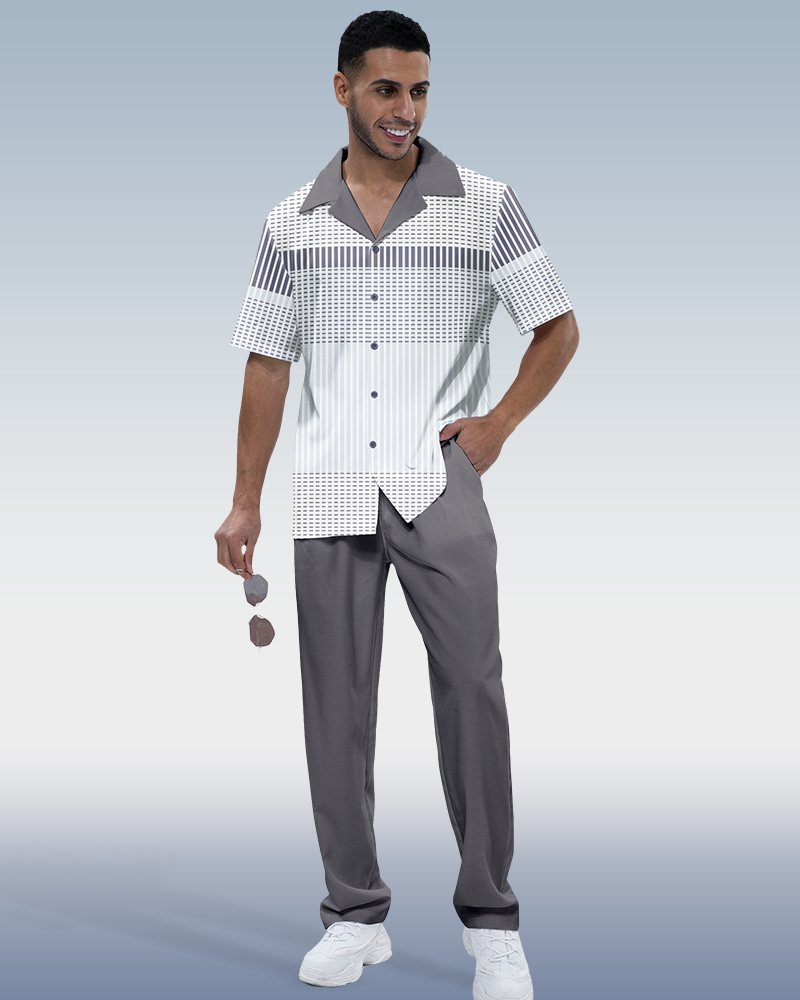 Combinaison de marche à manches courtes grise dégradée pour homme Suitmens