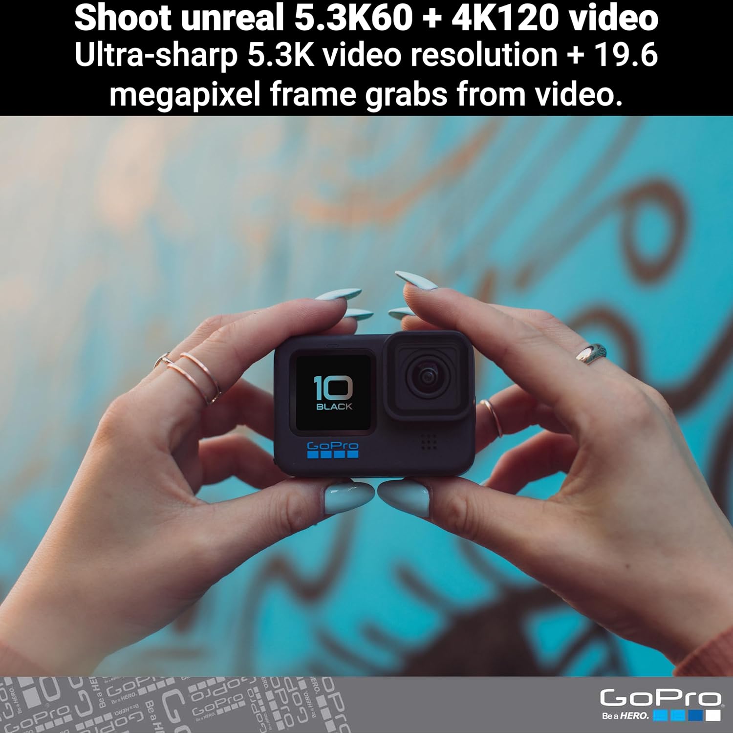 GoPro HERO10 Black- E-Commerce Packaging - Waterproof Action Camera with Front LCD & Touch Rear Screens  5.3K60 Ultra HD Video